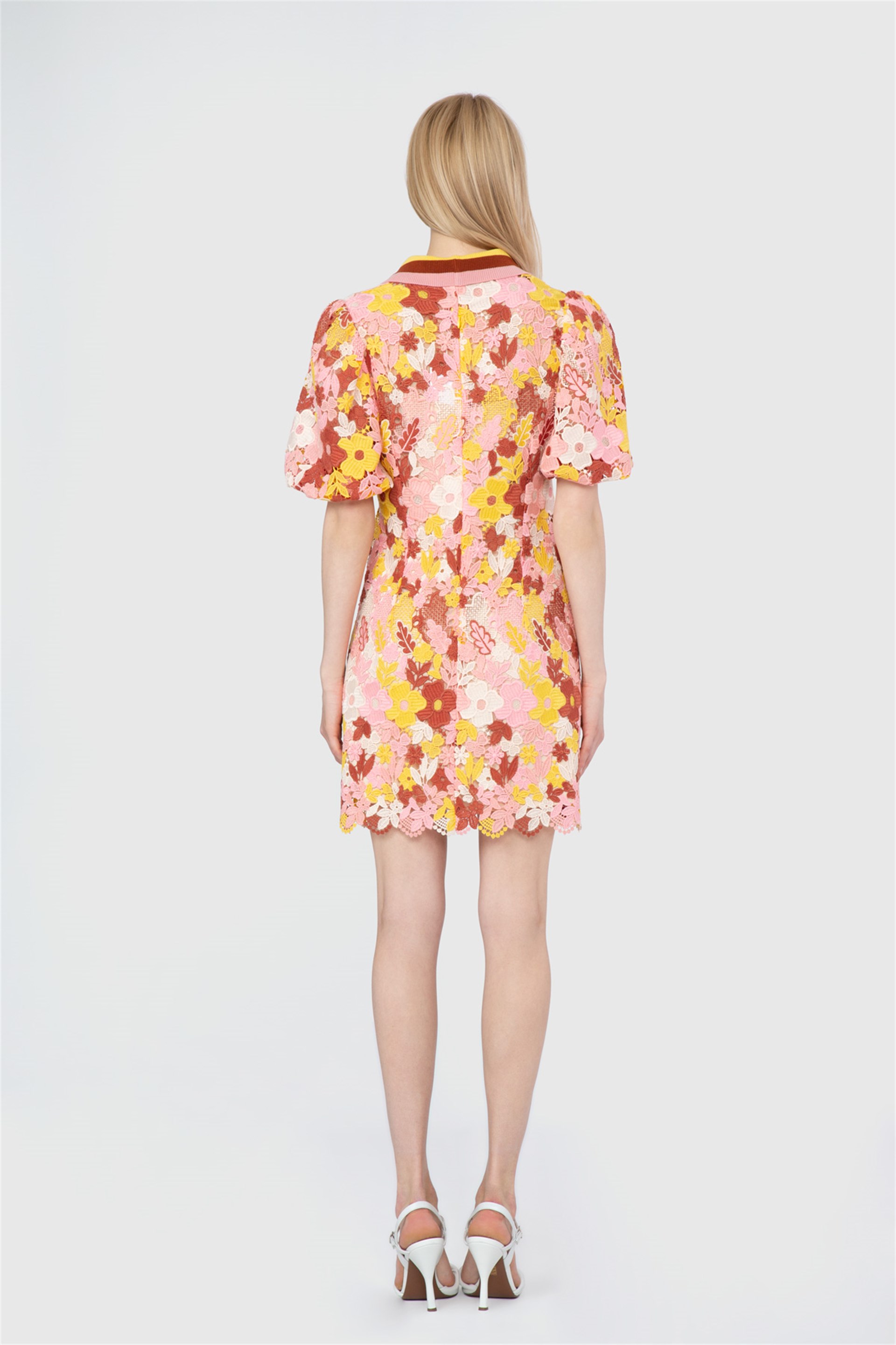 Knitwear Collar Straight Form Long Pink Dress