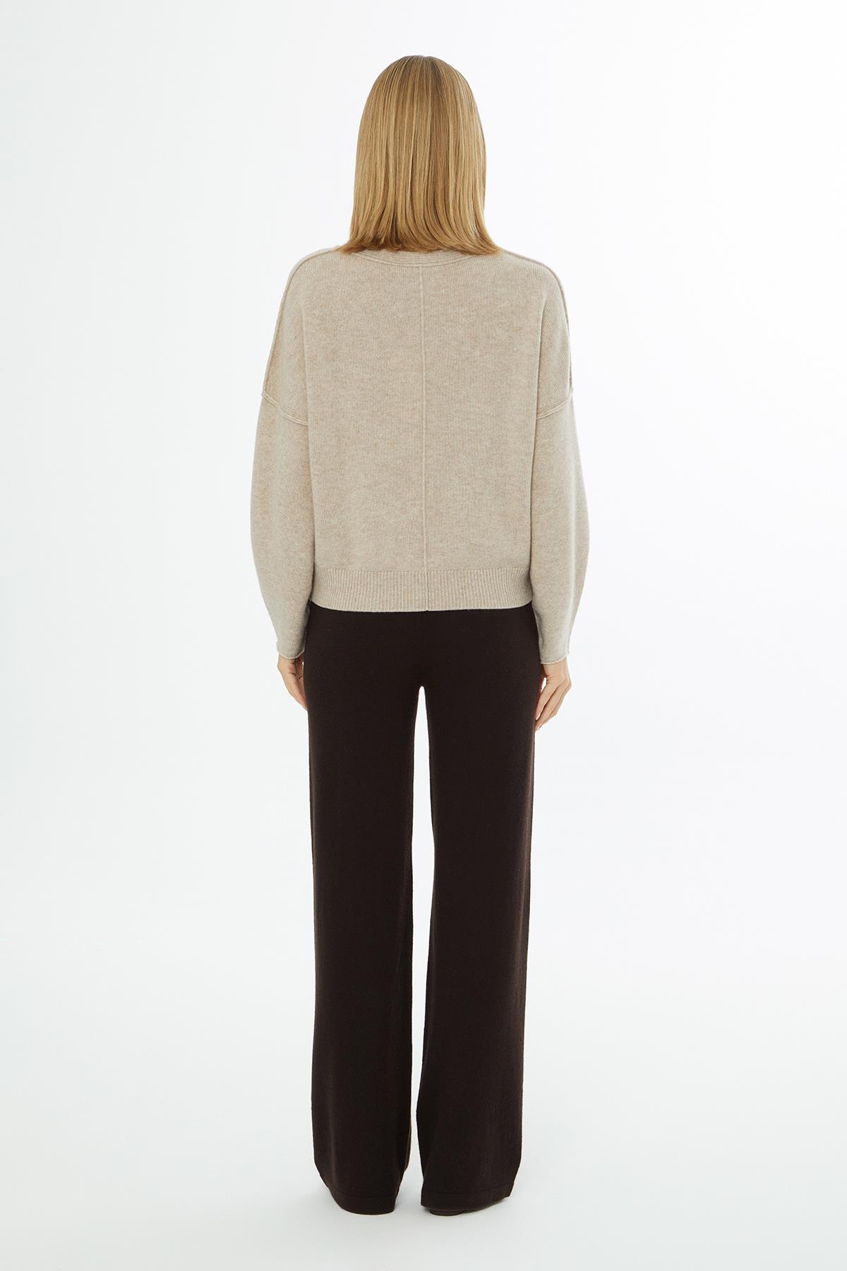 Grey Cardigan with V-Neck, Button Closure and Long Sleeves