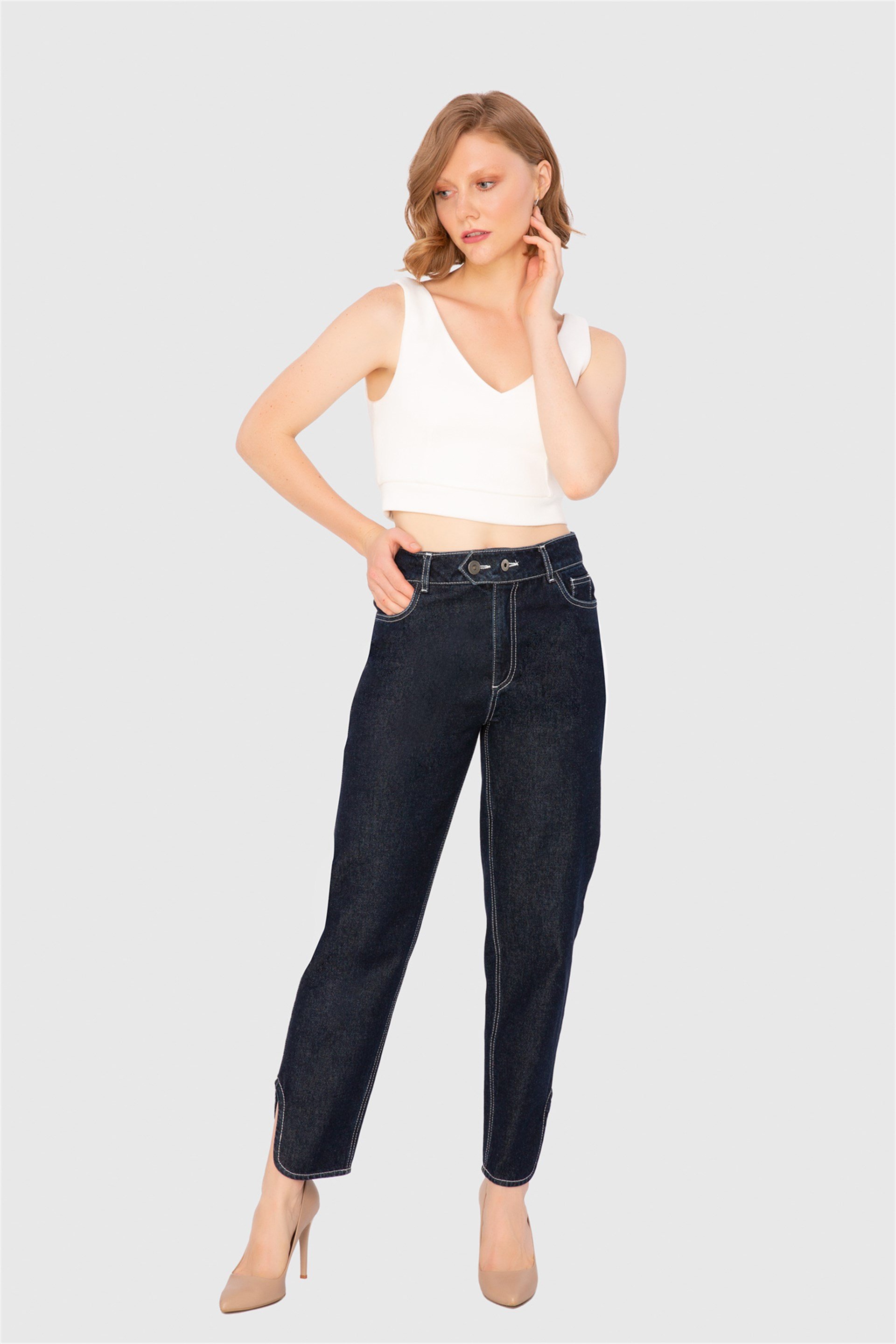 Collar Short Crop Top