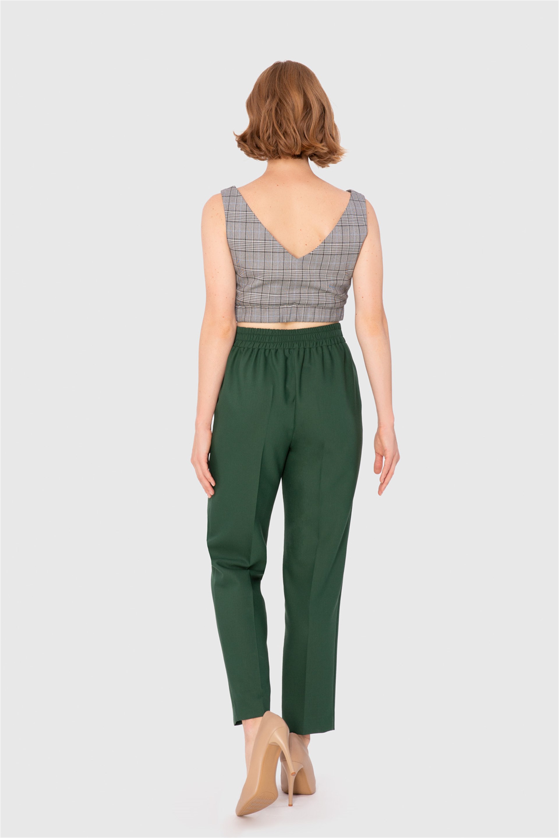 Collar Short Plaid Crop Top