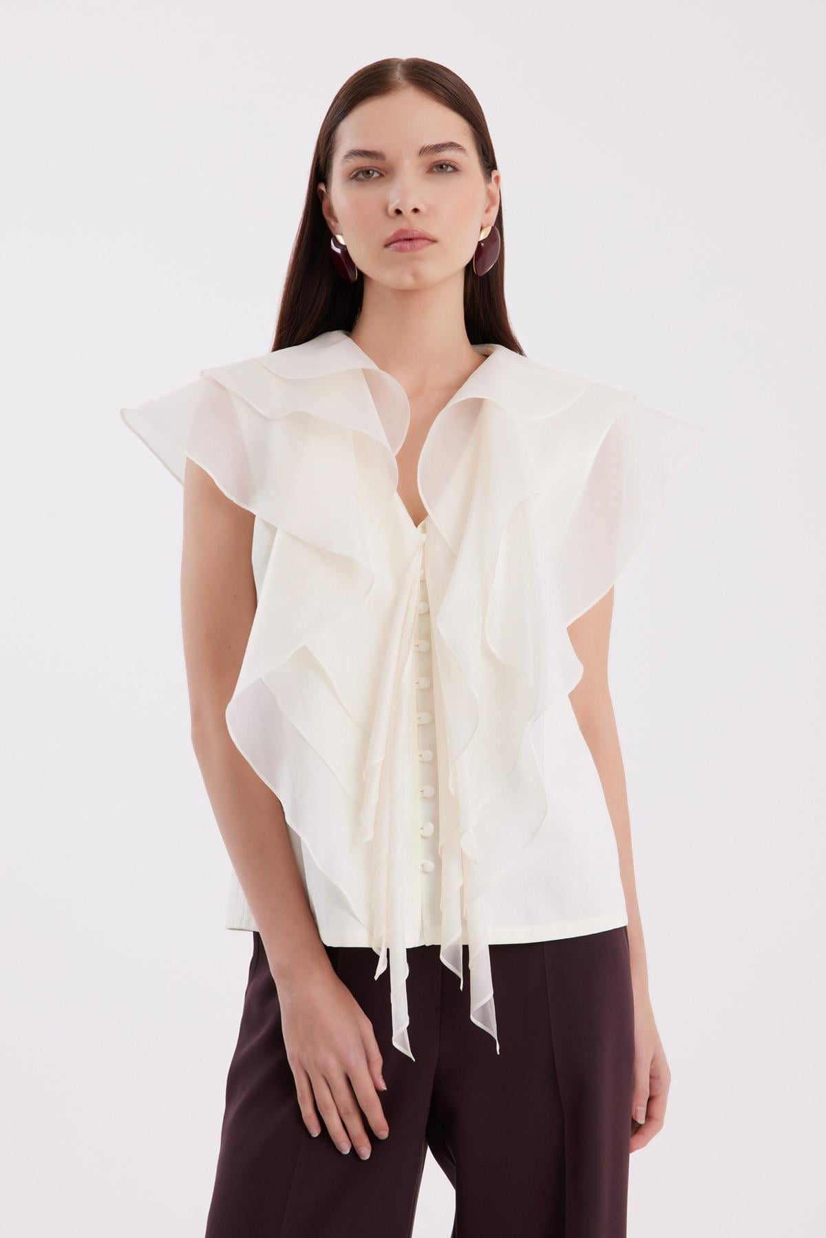 Black V-Neck Chiffon Blouse