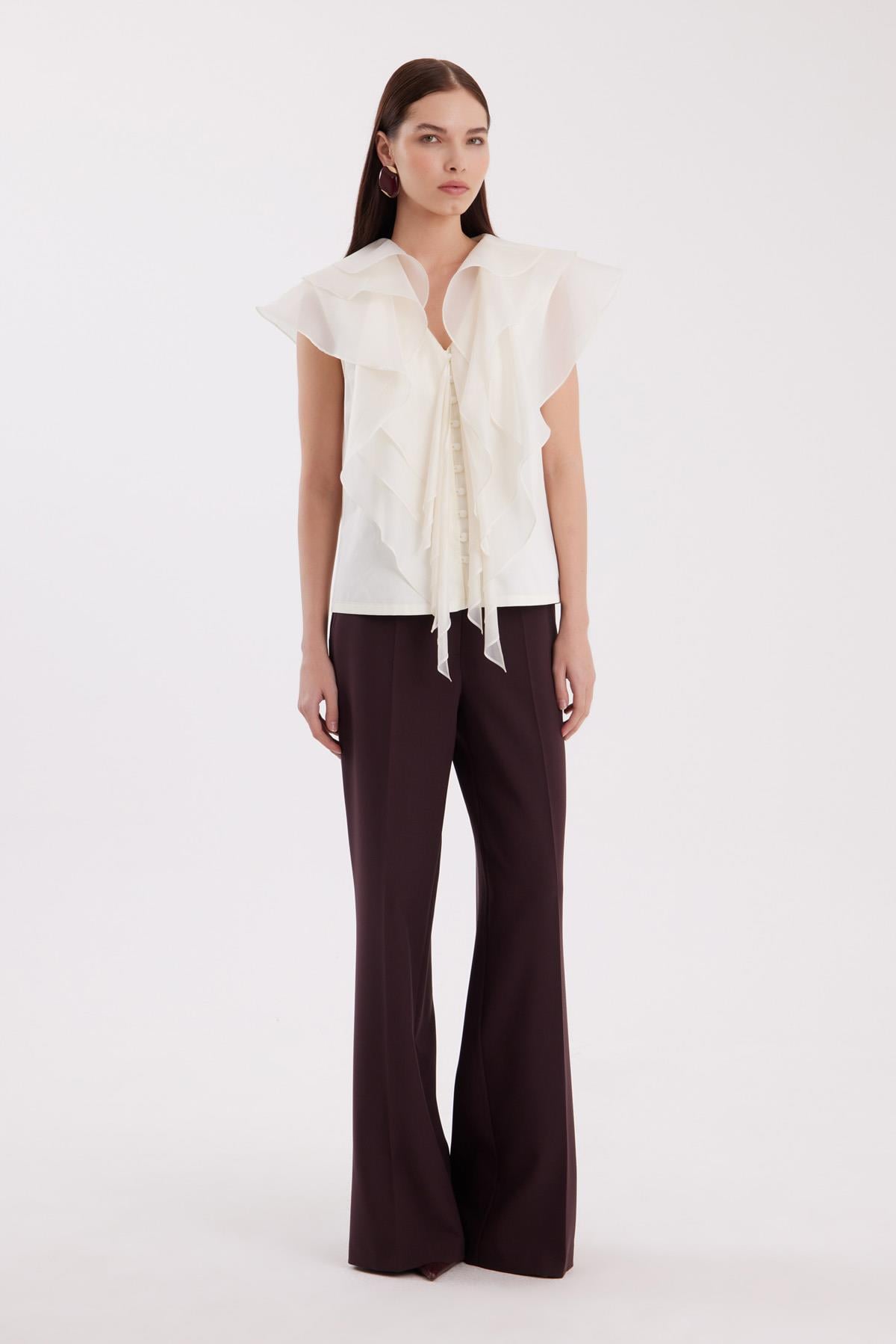 Black V-Neck Chiffon Blouse