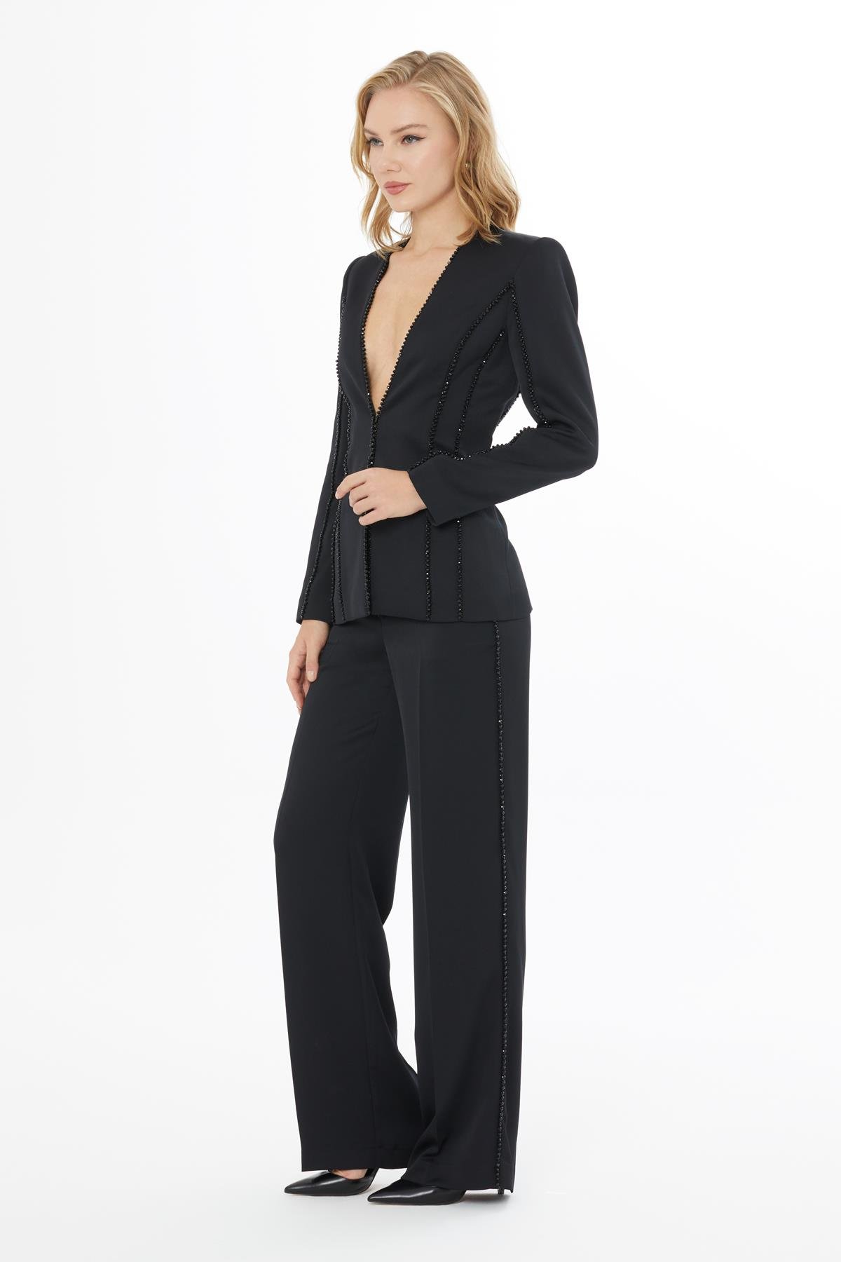 VATKALI  ŞERİT AKSESUARLI KADIN CEKET