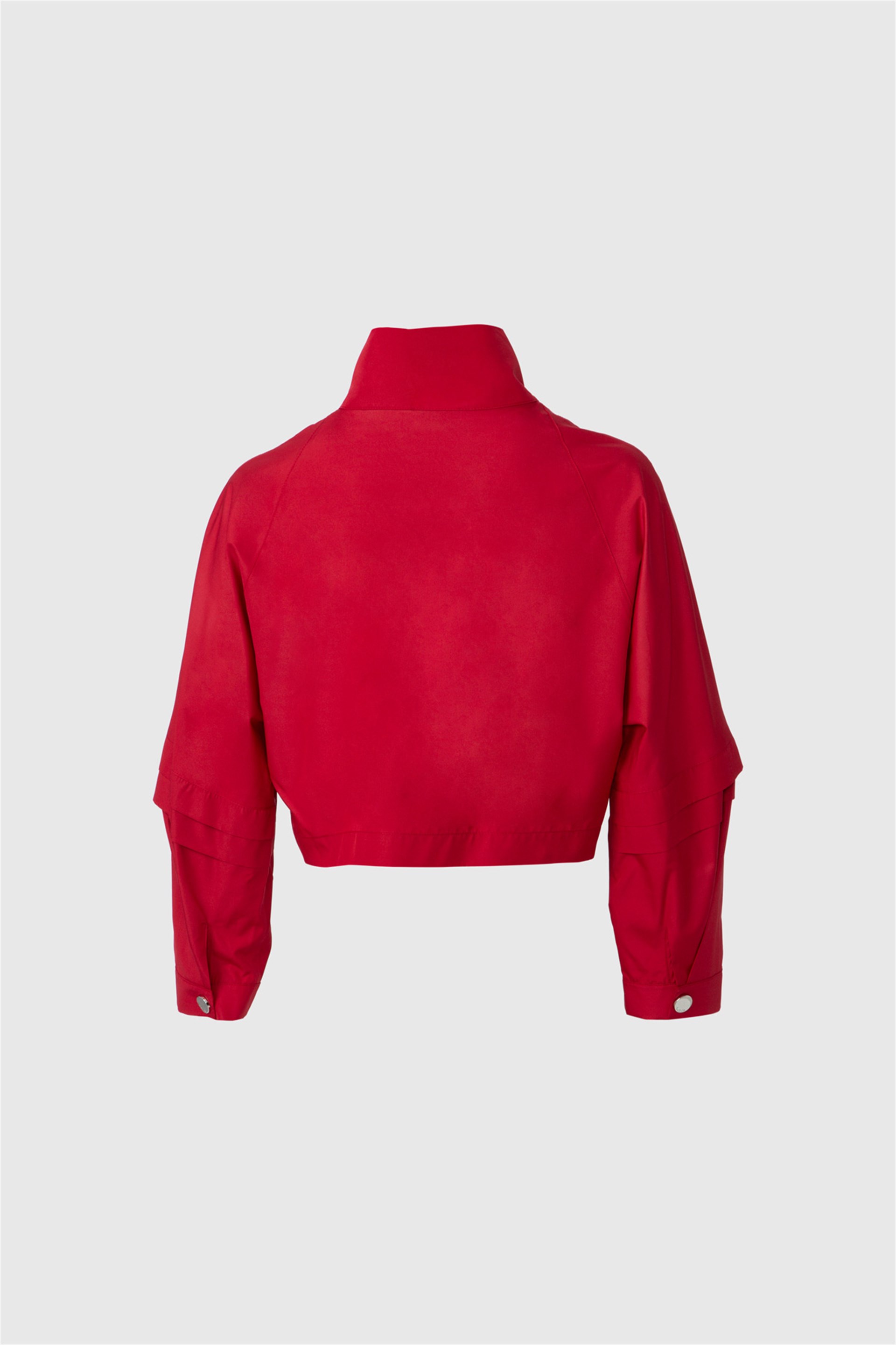 Yağmurluk Nakış Aplike Detaylı Crop Kırmızı Sweatshirt
