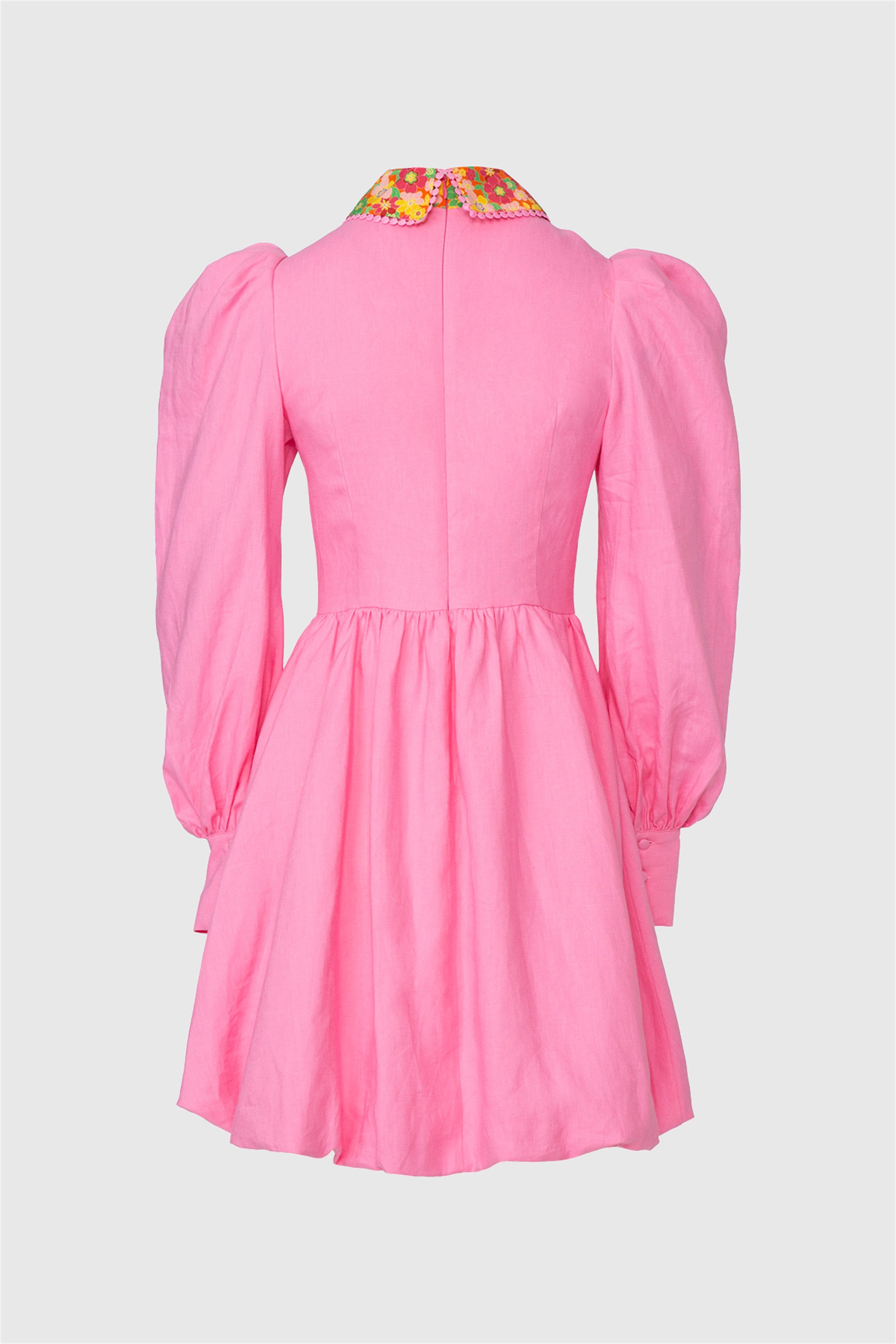 Yellow Dress with Pattern Embroidered Collar
