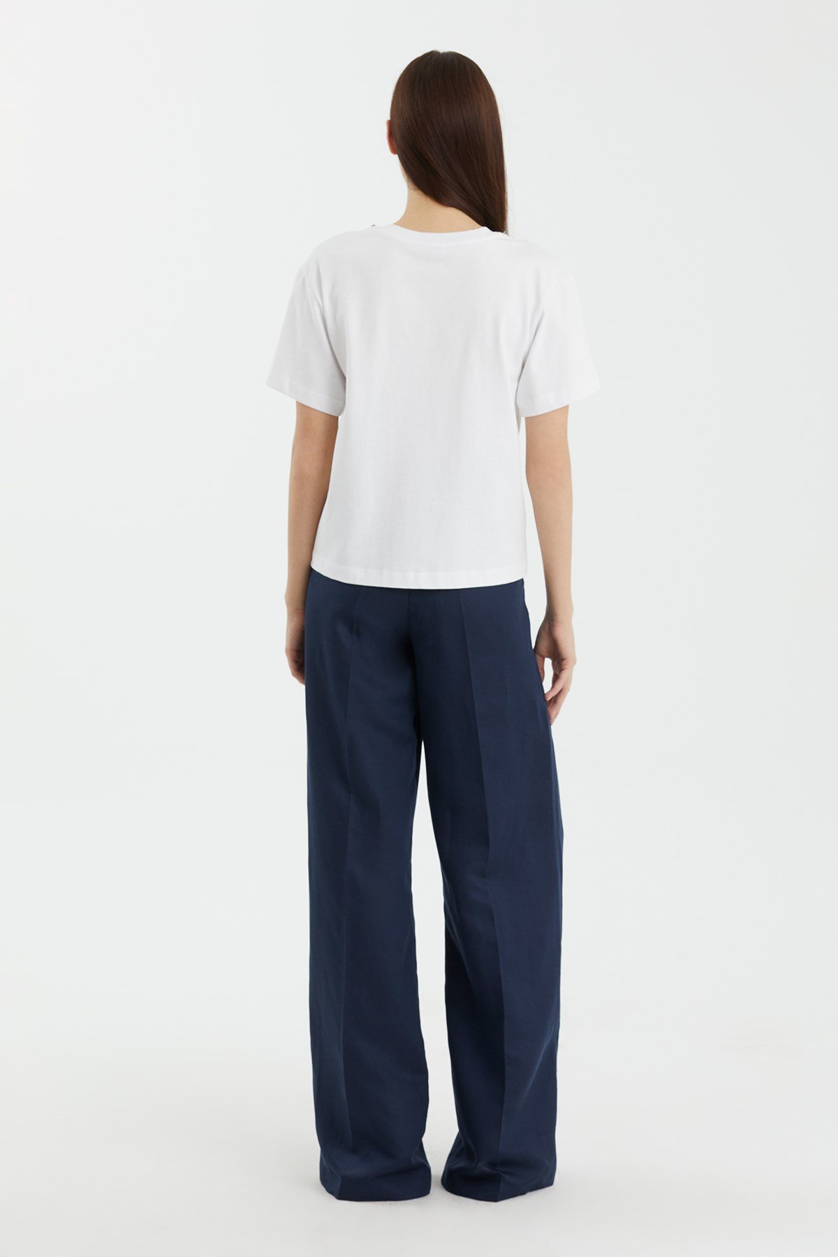Dark Navy Embroidered Collar T-Shirt