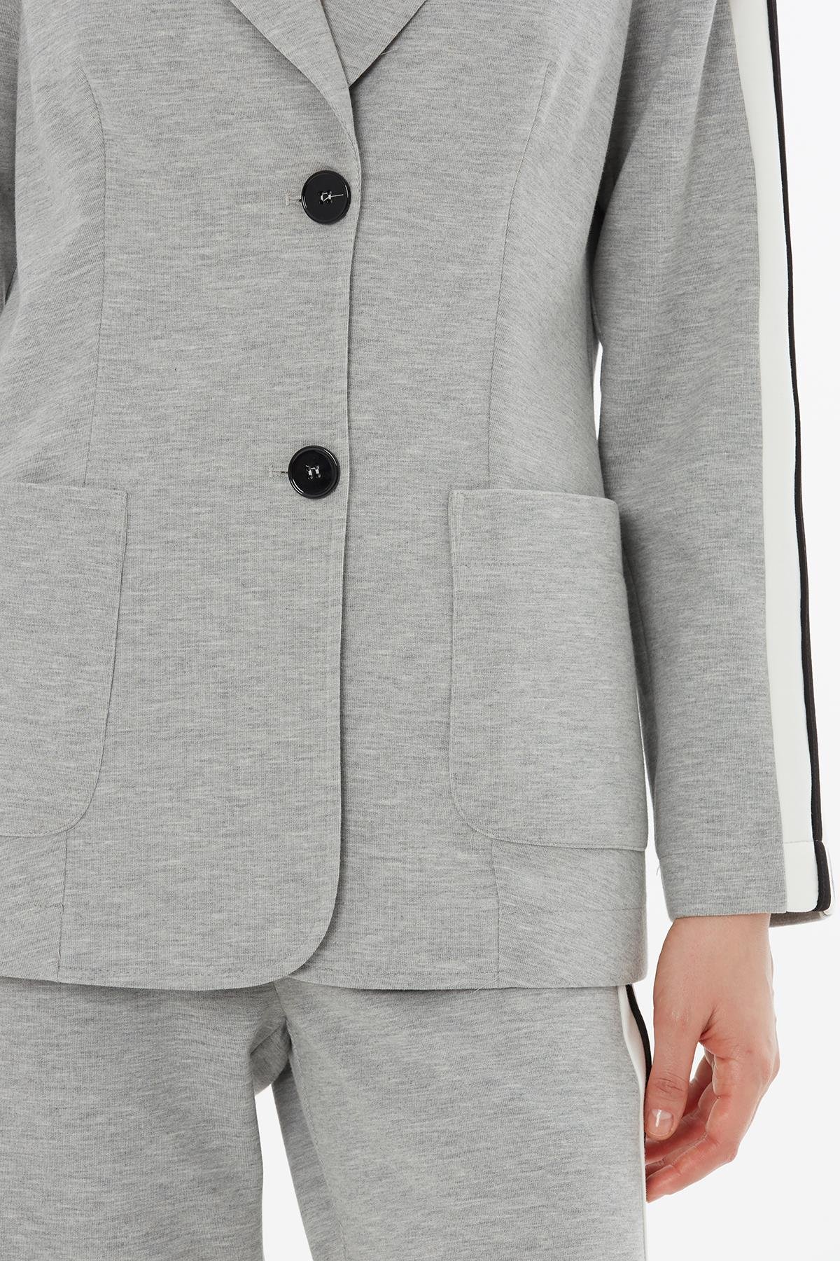 Yan Dikişler Şeritli Gri Eşofman Takımı