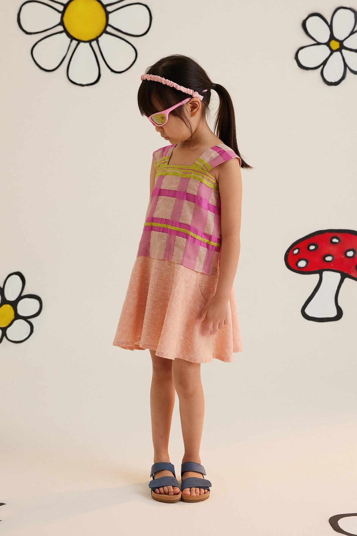 Orange Dress With Striped Accessory Details And Shoulder Straps