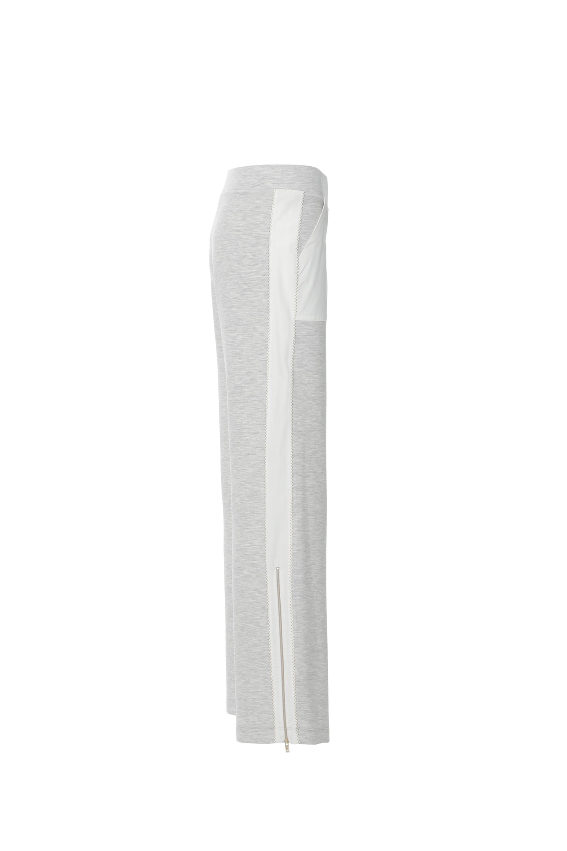 Grey Trousers With Zig-Zag Stitch Trim On The Sides With Long-leg Zipper