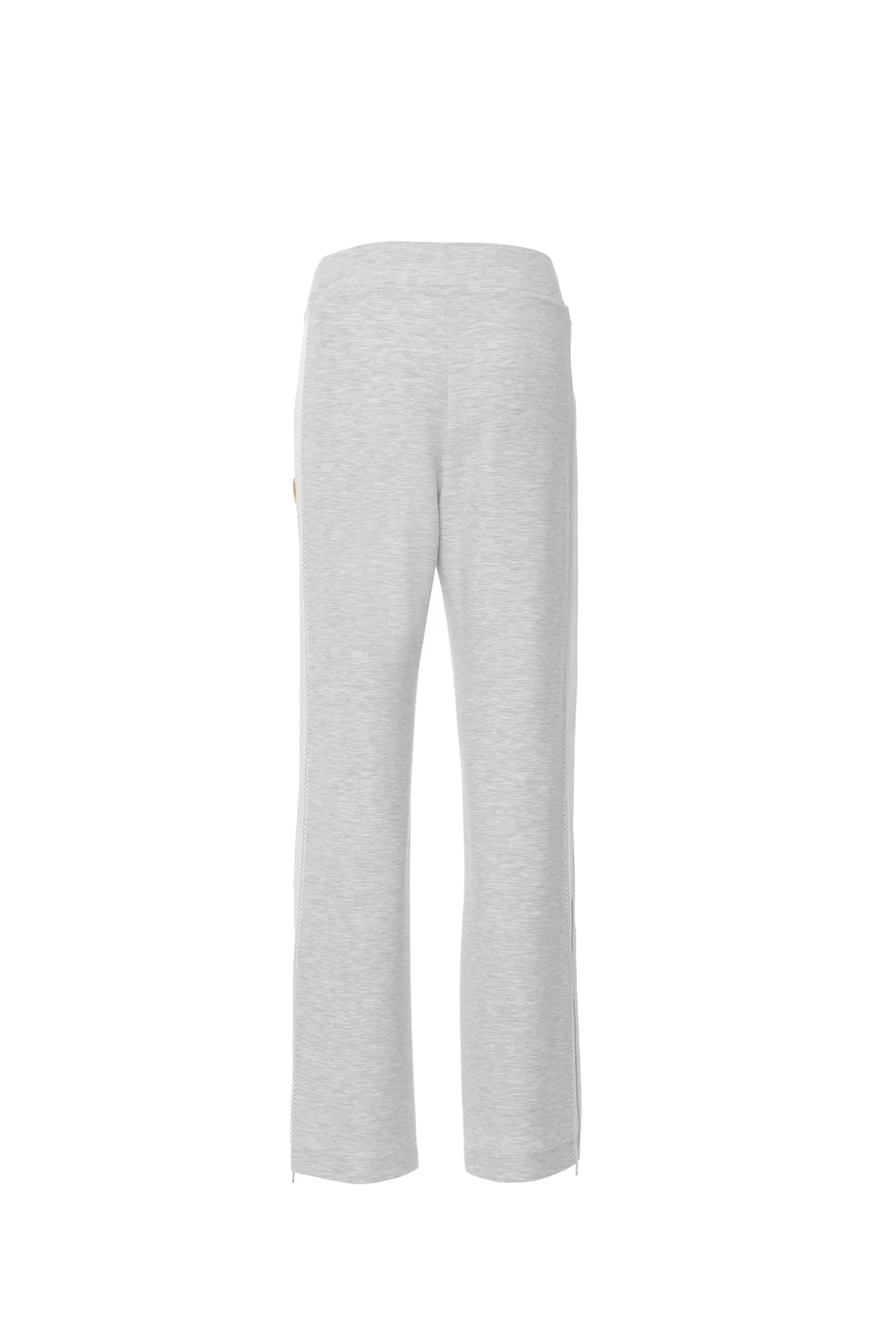 Grey Trousers With Zig-Zag Stitch Trim On The Sides With Long-leg Zipper