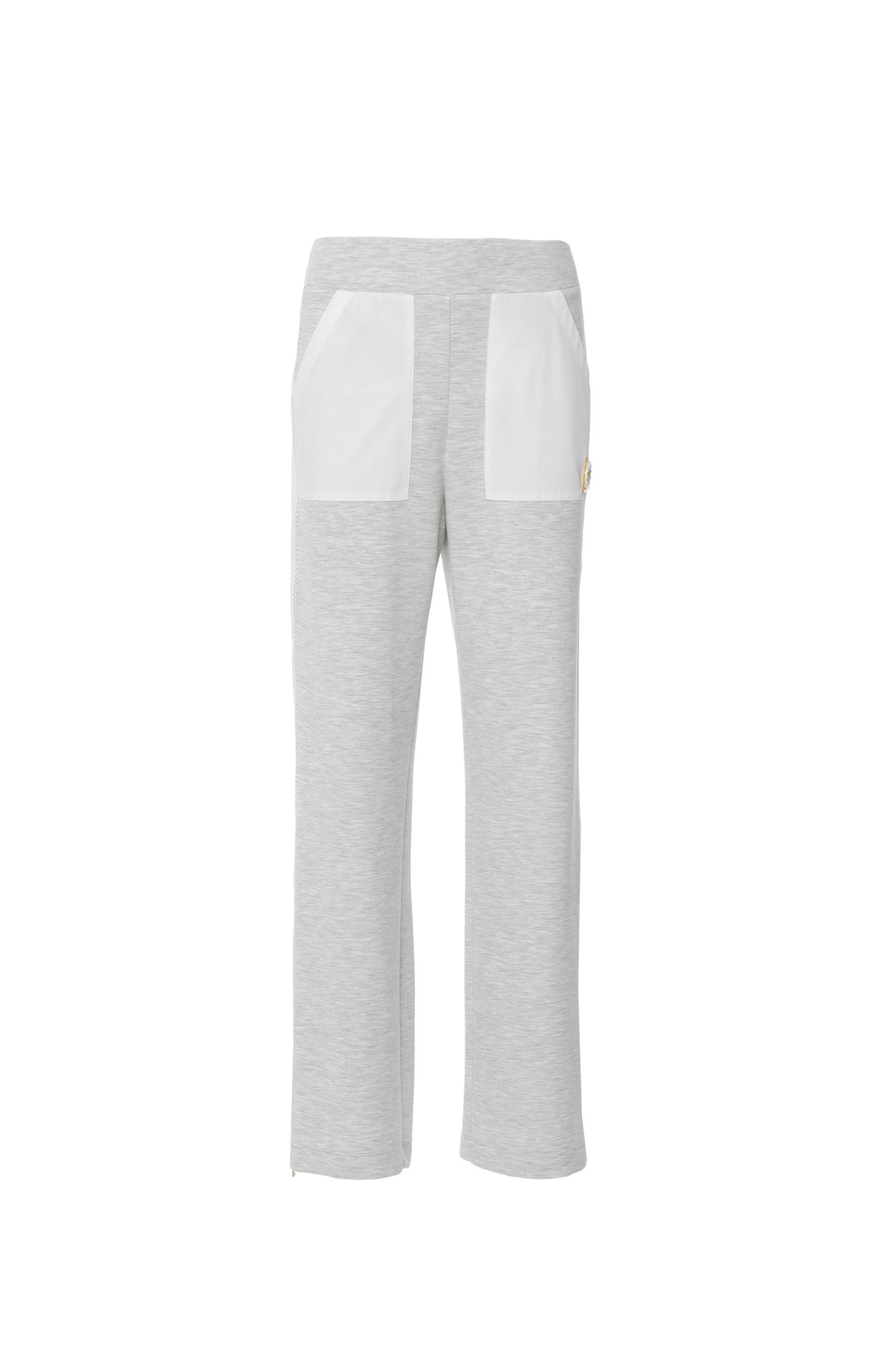 Grey Trousers With Zig-Zag Stitch Trim On The Sides With Long-leg Zipper