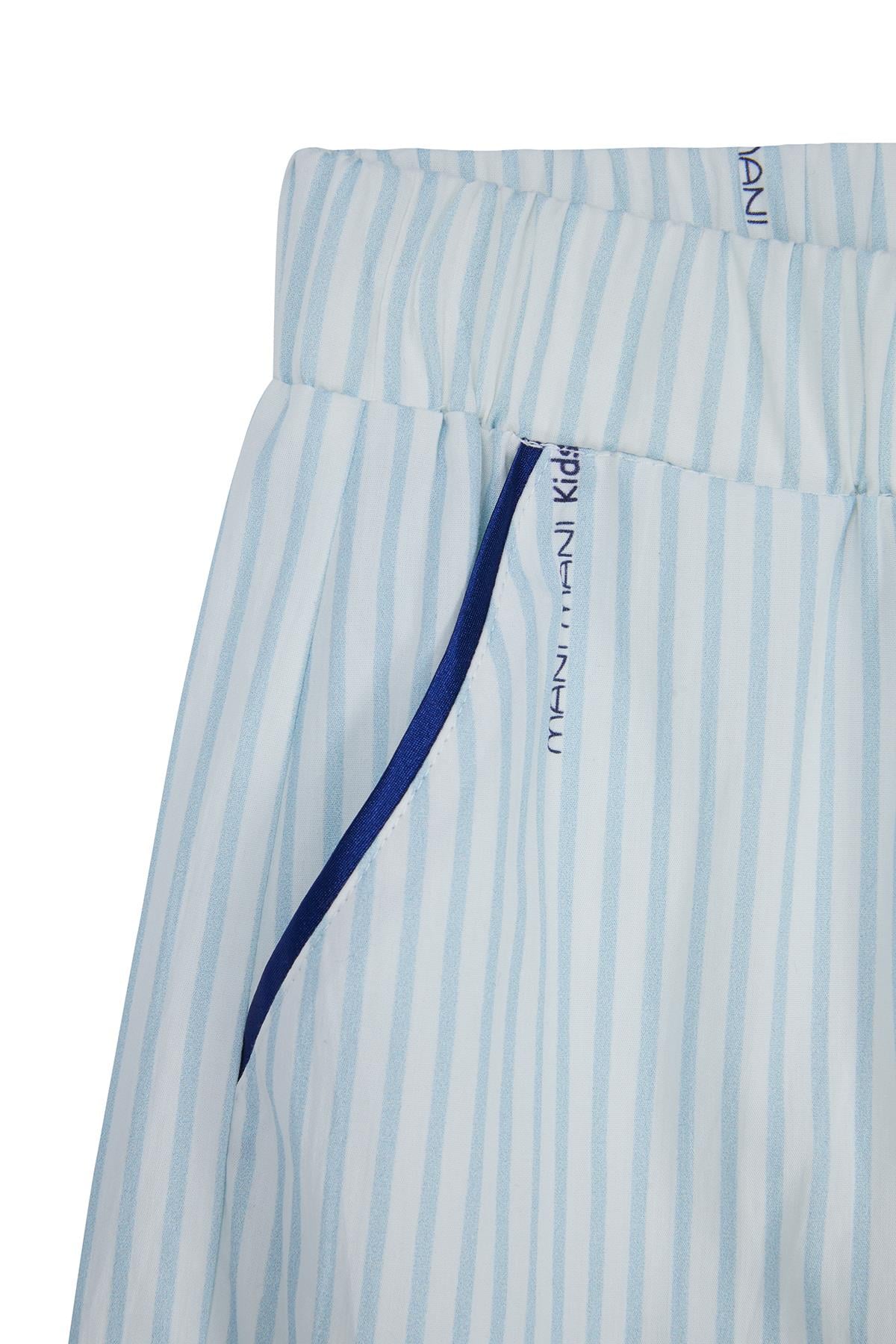 Patterned Pajama Bottoms with Contrast Piping and Side Pockets