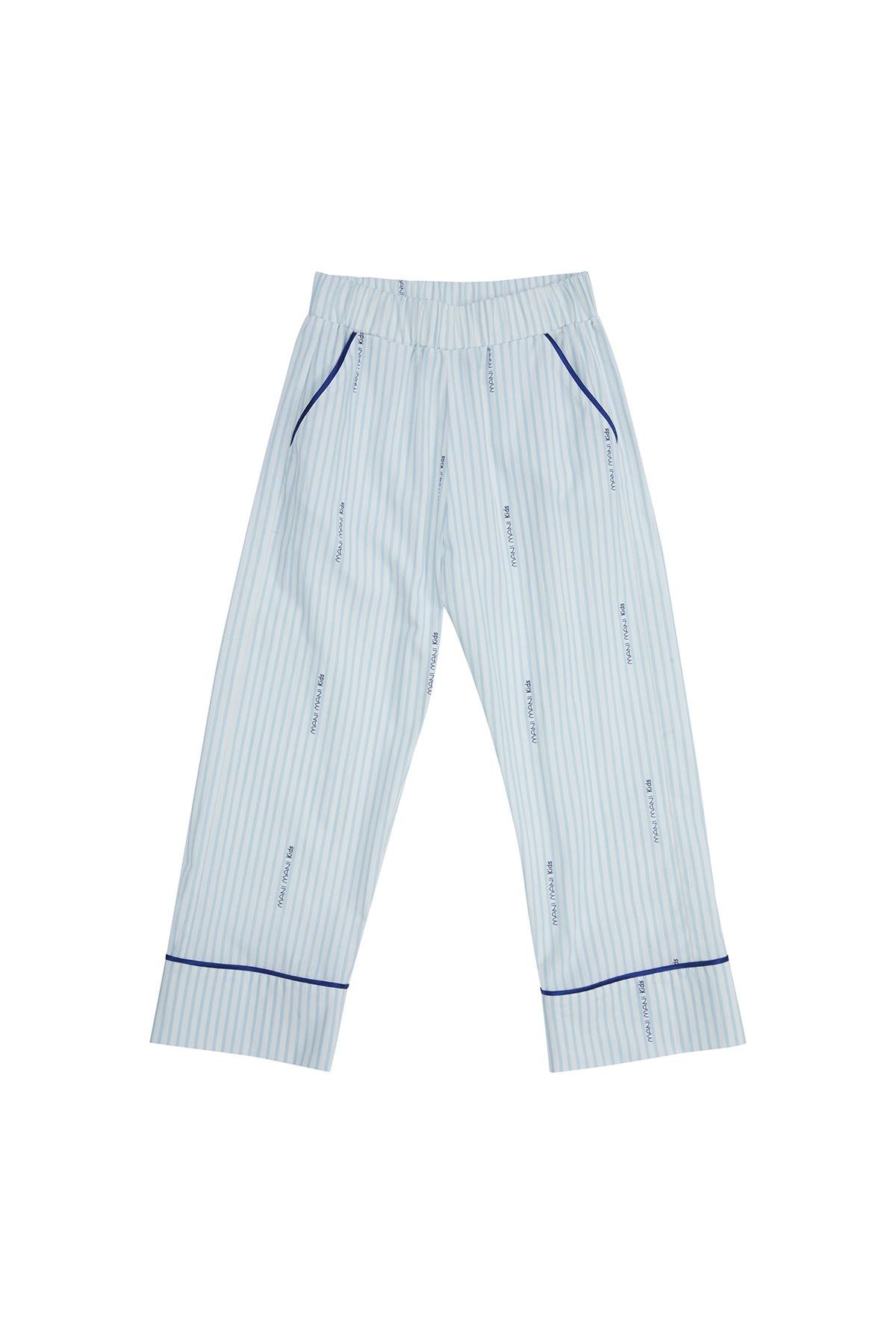 Patterned Pajama Bottoms with Contrast Piping and Side Pockets