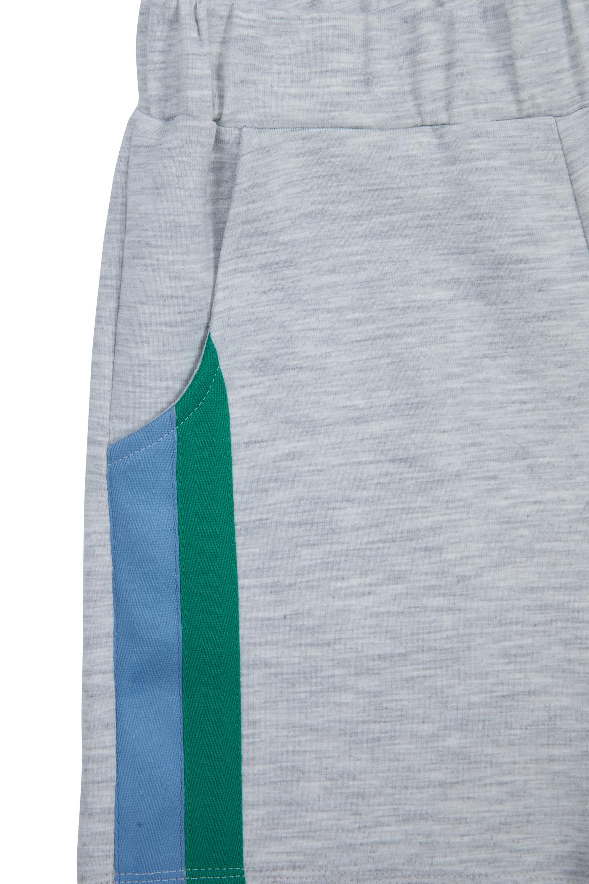 Gray Shorts With Striped Grosgrain Detail On Sides