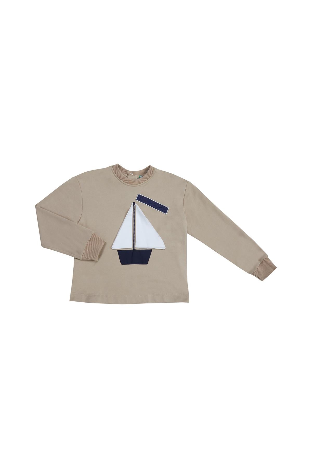 Yelken Detaylı Bej Sweatshirt