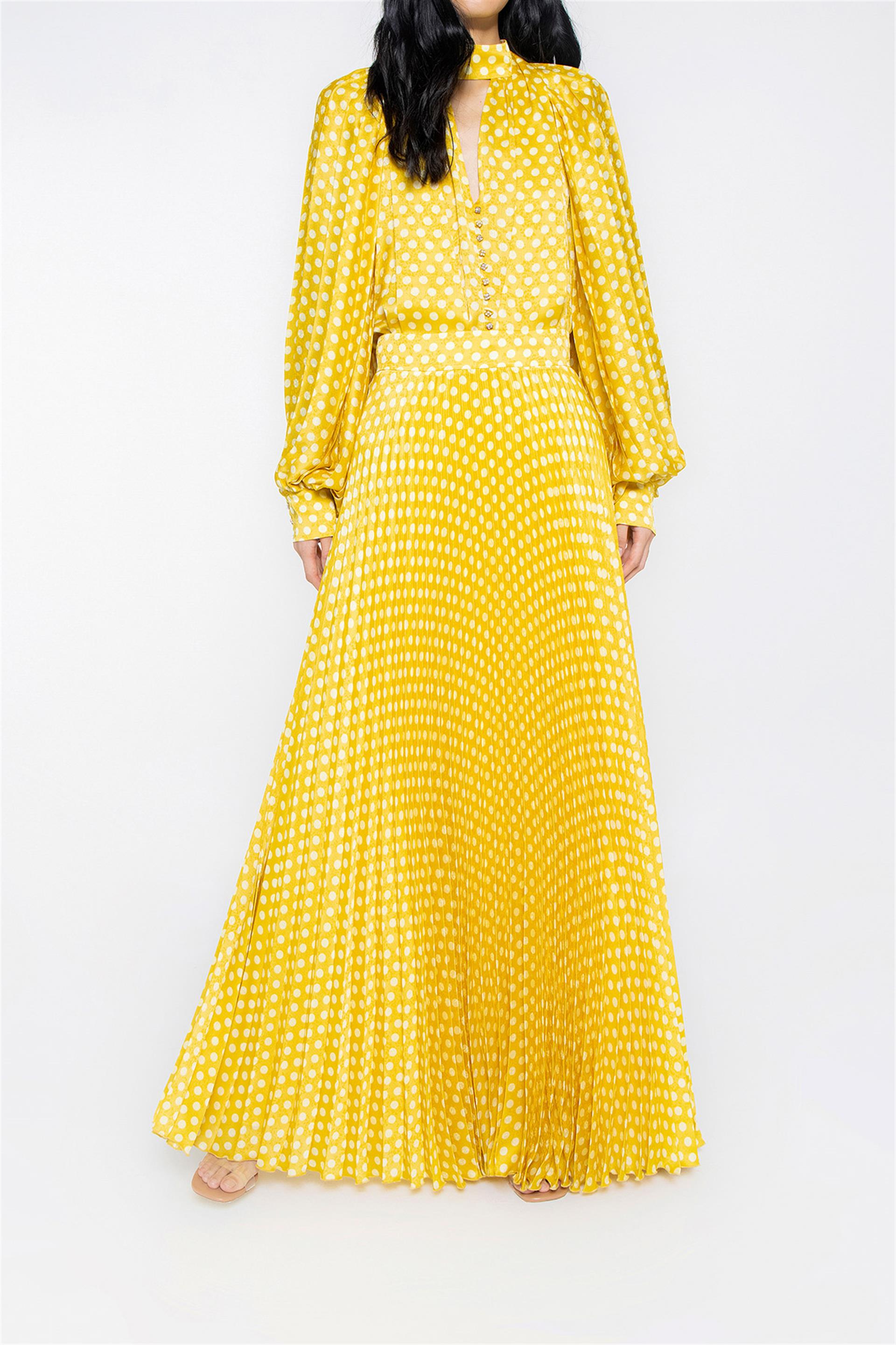 Puanlı Piliseli Sarı Etek