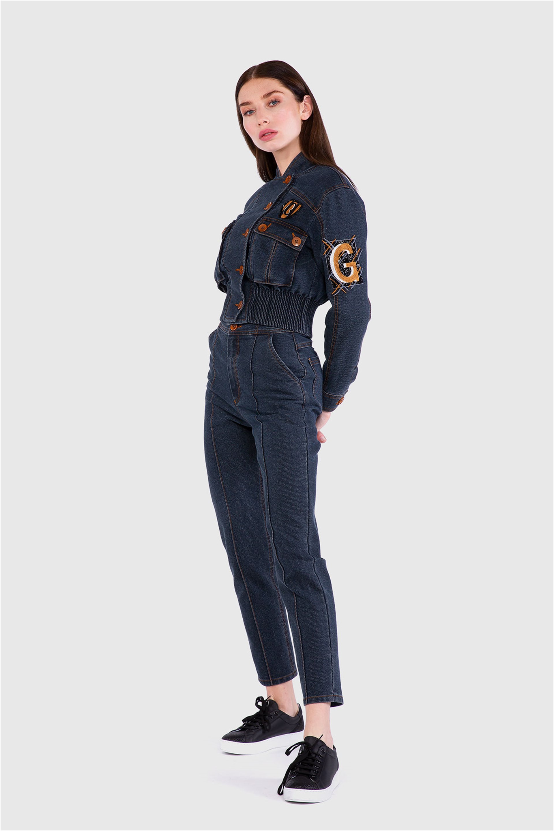 Yüksek Bel Dar Paça Jean İndigo Pantolon