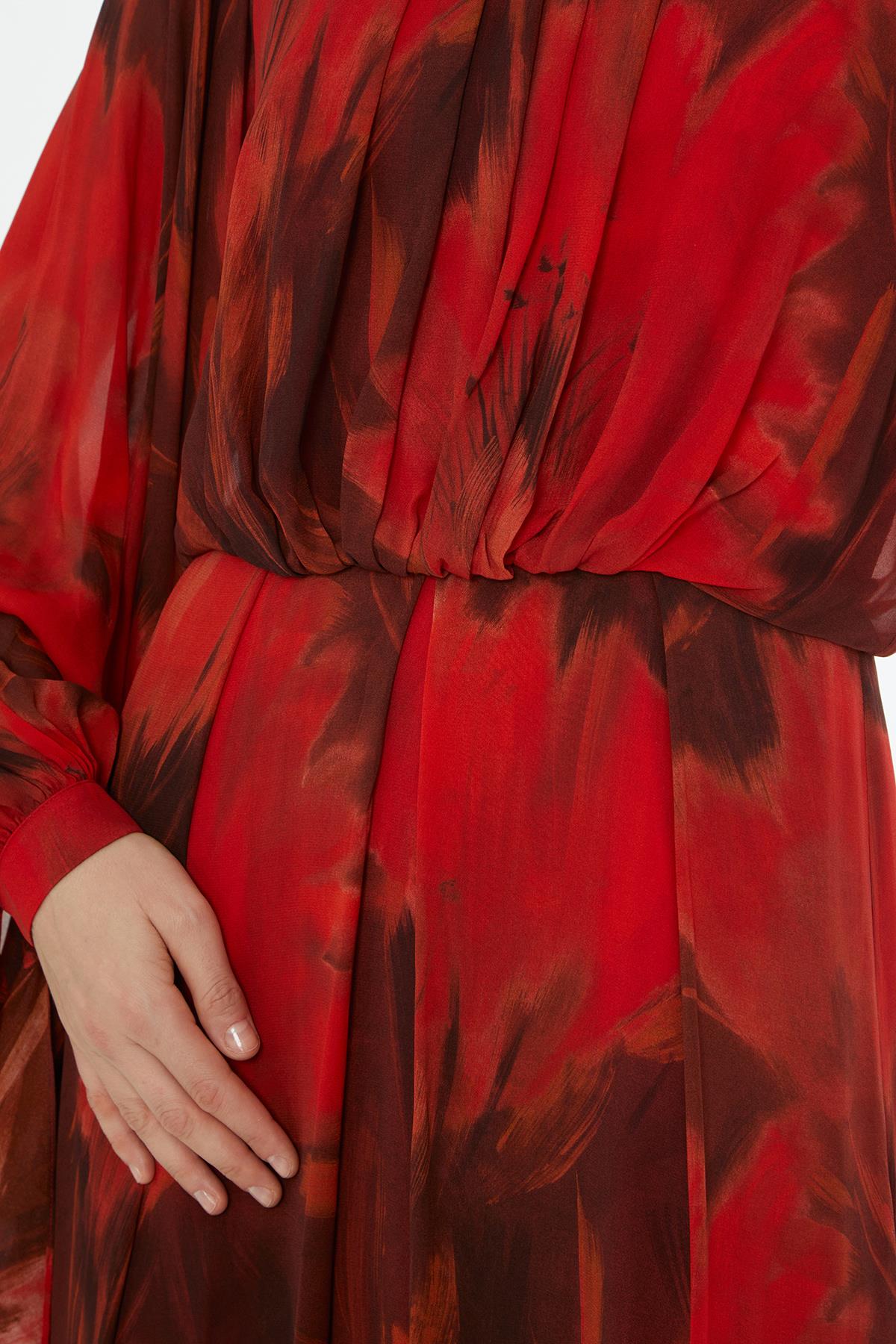 Round Neck Long Sleeve Dress with Zipper Closure