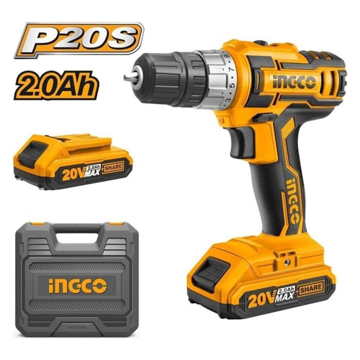 AküLi-onAmper2 AhTürüDarbeliVolt20 VTüm Özellikler Ingco CDLI200215 Li-Ion Çift Akülü Vidalama Matkap 20V Lithium- Lon