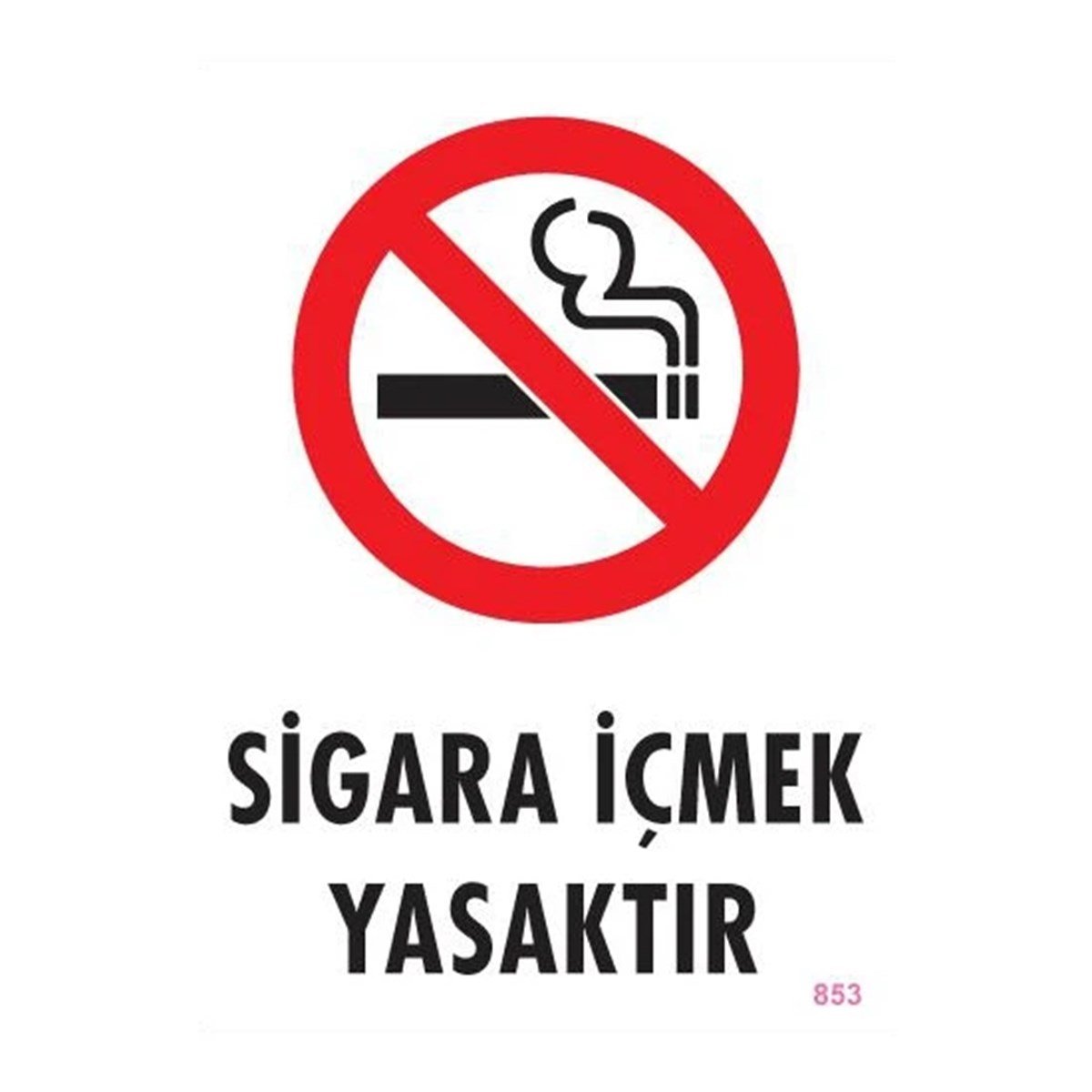 Beyaz Zemin Resimli Sigara İçmek Yasaktır Uyarı Levhası Kod:853