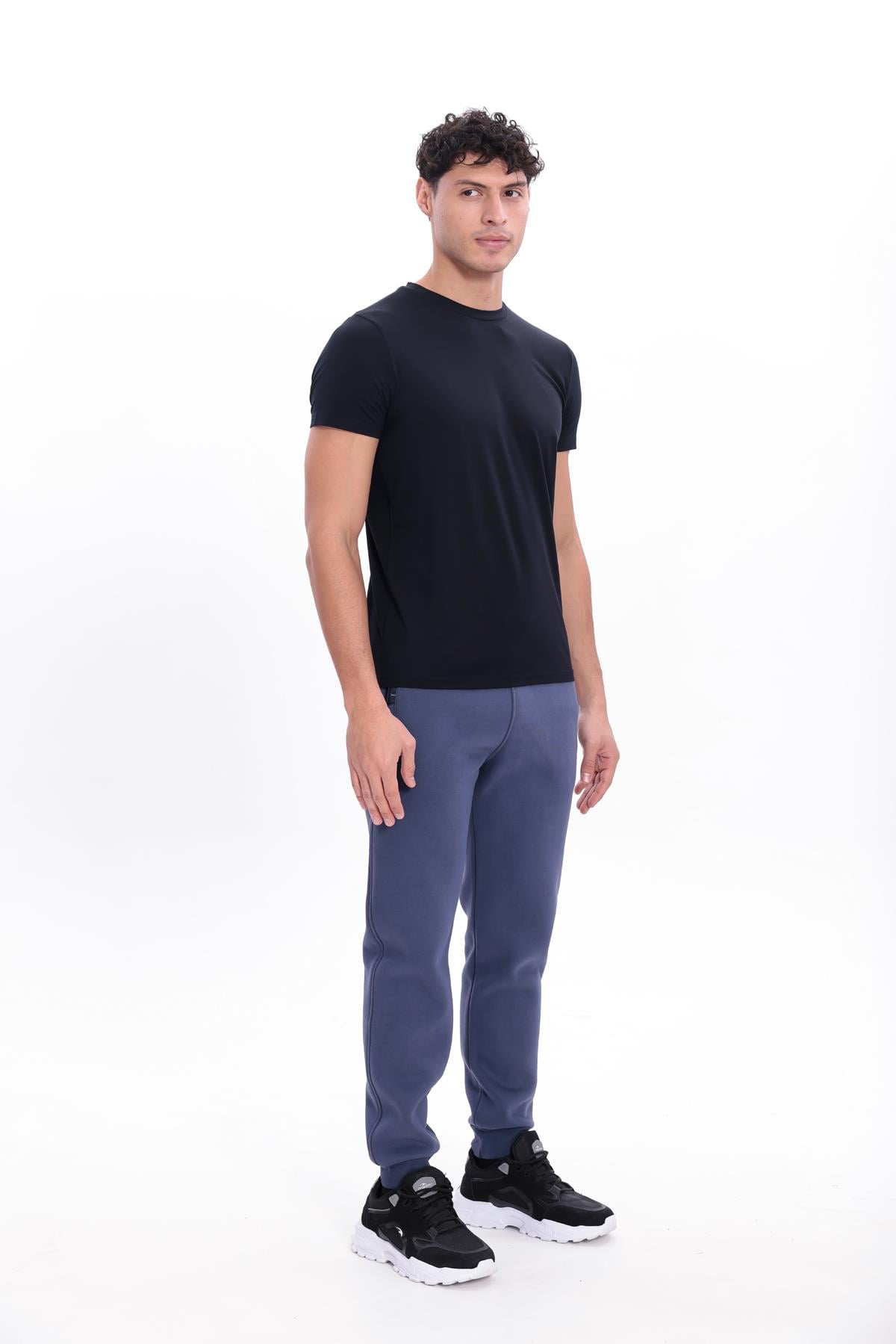 3 İplik Kalın Dokulu Fermuarlı Cepli Ribana Paçalı Erkek Eşofman Altı