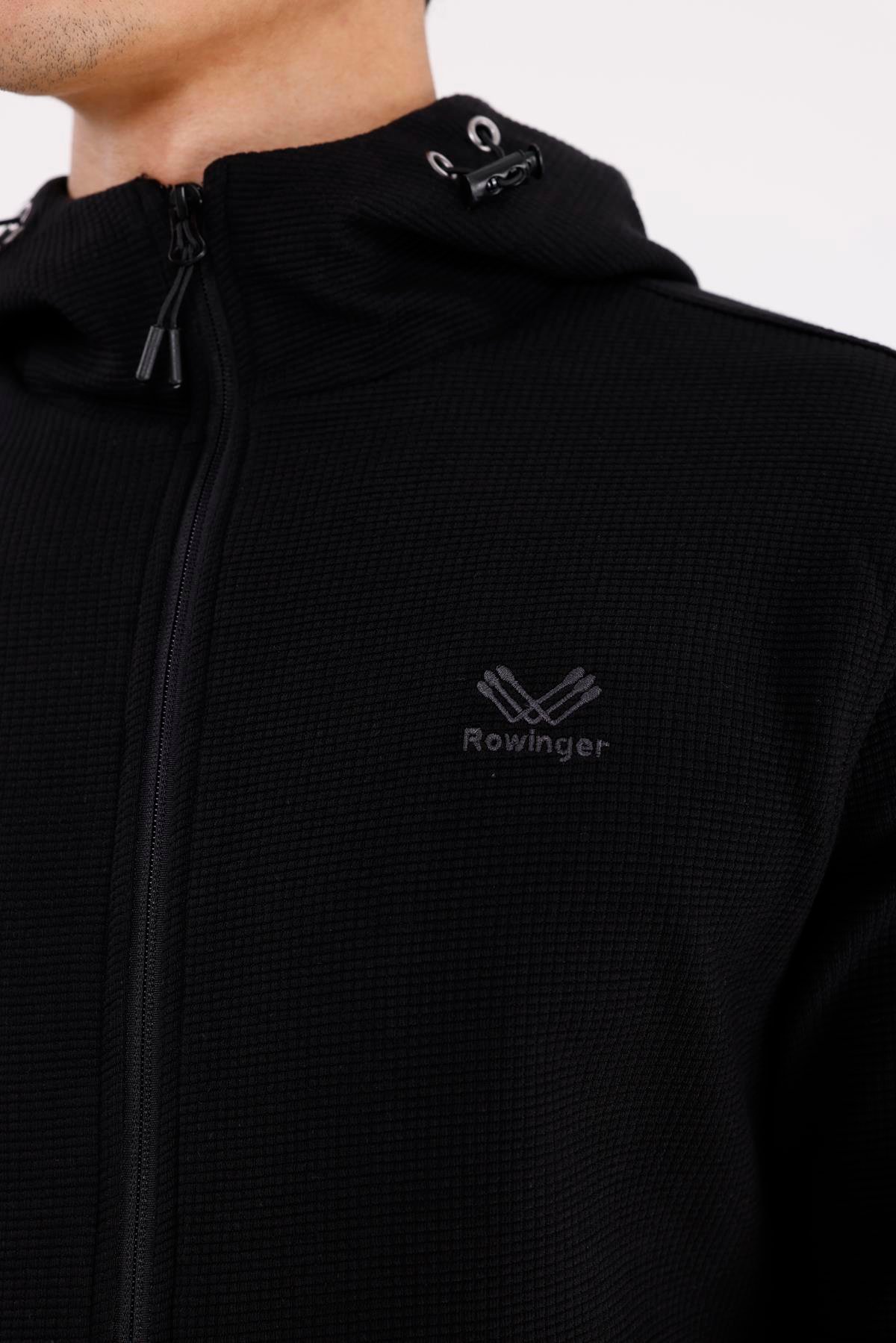 Blok Renkli Pıtırcık Yüzeyli Tam Fermuarlı Yan Cepli Esnek Manşetli Kapüşonlu Sweatshirt