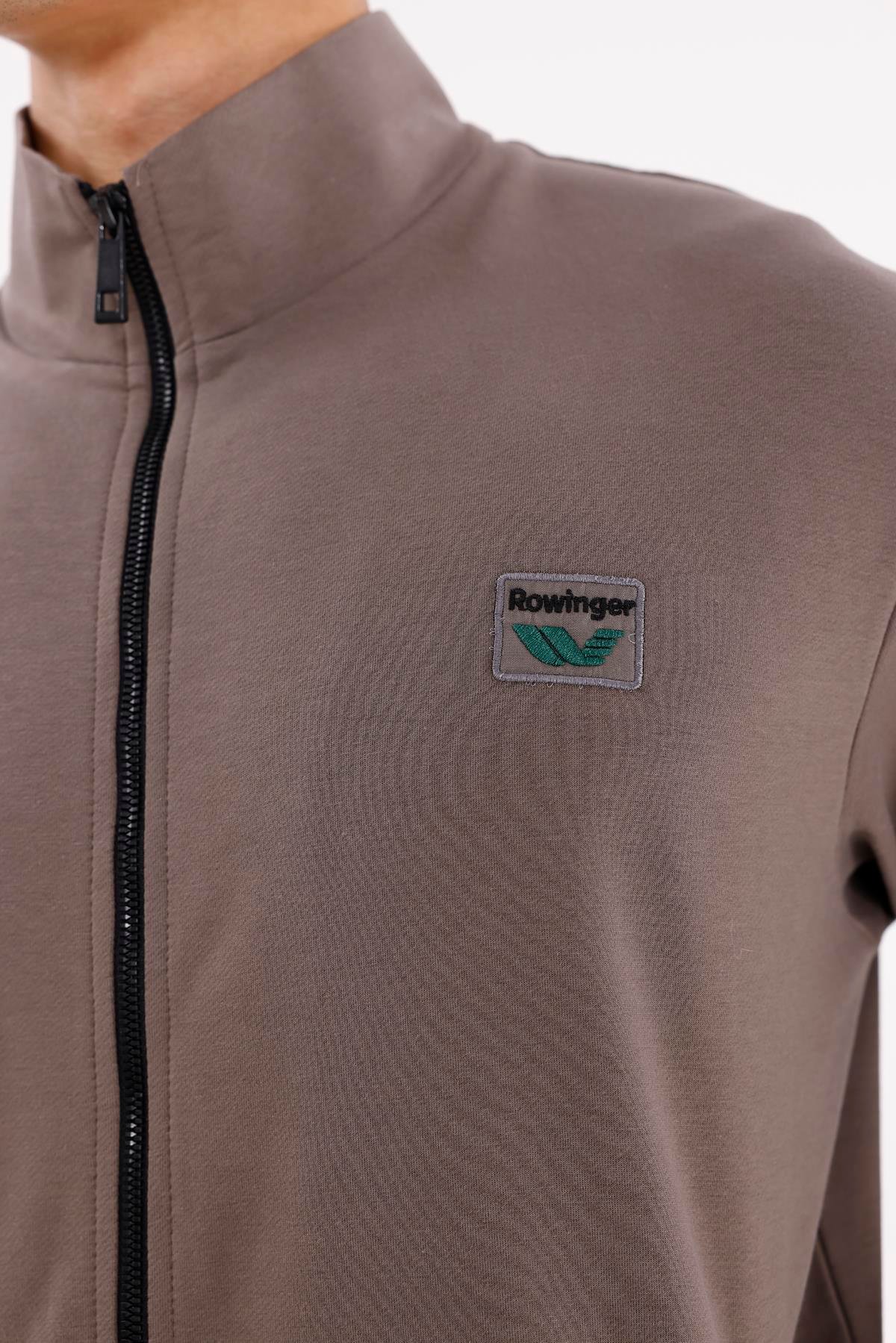 Cepli Dik Yaka Tam Fermuarlı Göğüs Arma Detaylı Rahat Kalıp Mevsimlik Sweatshirt