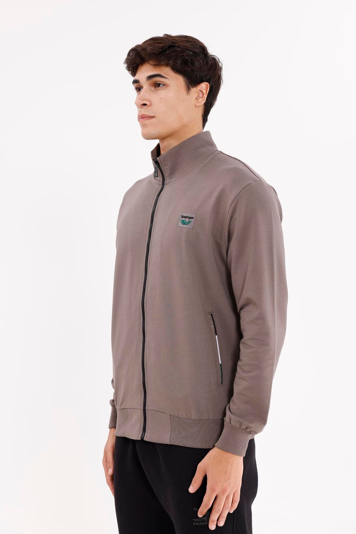 Cepli Dik Yaka Tam Fermuarlı Göğüs Arma Detaylı Rahat Kalıp Mevsimlik Sweatshirt