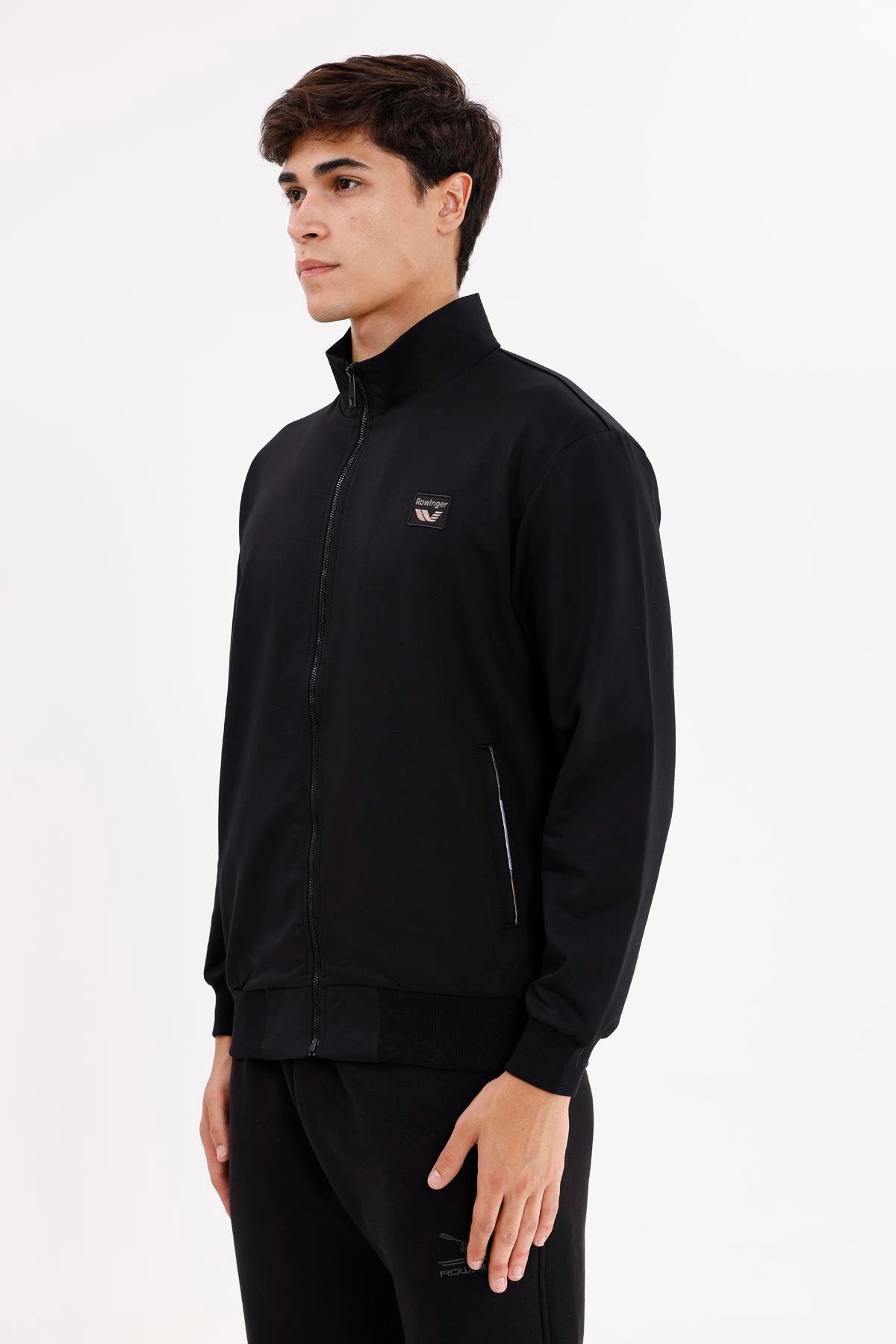 Cepli Dik Yaka Tam Fermuarlı Göğüs Arma Detaylı Rahat Kalıp Mevsimlik Sweatshirt