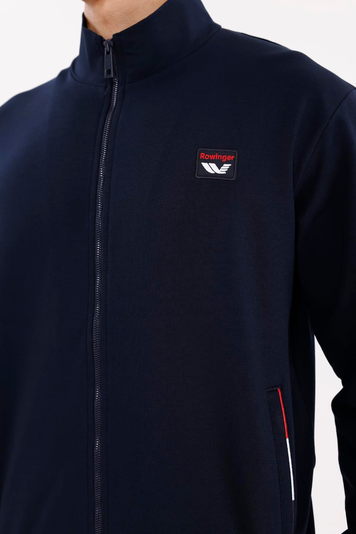 Cepli Dik Yaka Tam Fermuarlı Göğüs Arma Detaylı Rahat Kalıp Mevsimlik Sweatshirt