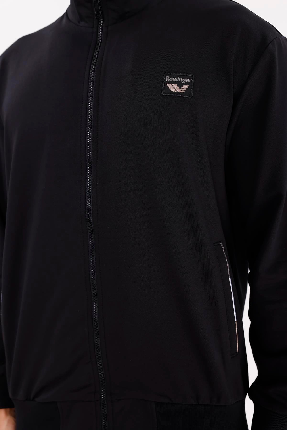 Cepli Dik Yaka Tam Fermuarlı Göğüs Arma Detaylı Rahat Kalıp Mevsimlik Sweatshirt