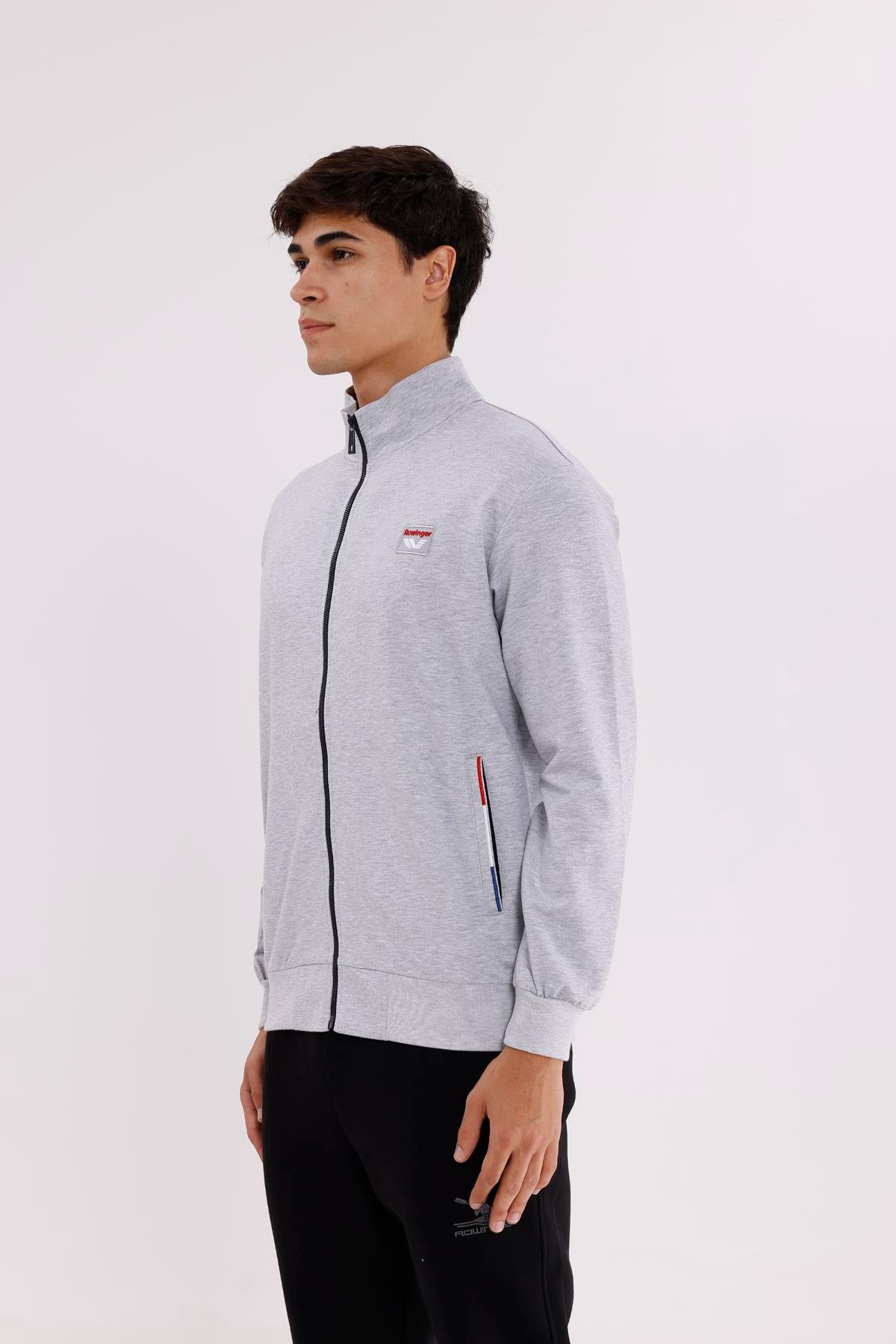 Cepli Dik Yaka Tam Fermuarlı Göğüs Arma Detaylı Rahat Kalıp Mevsimlik Sweatshirt