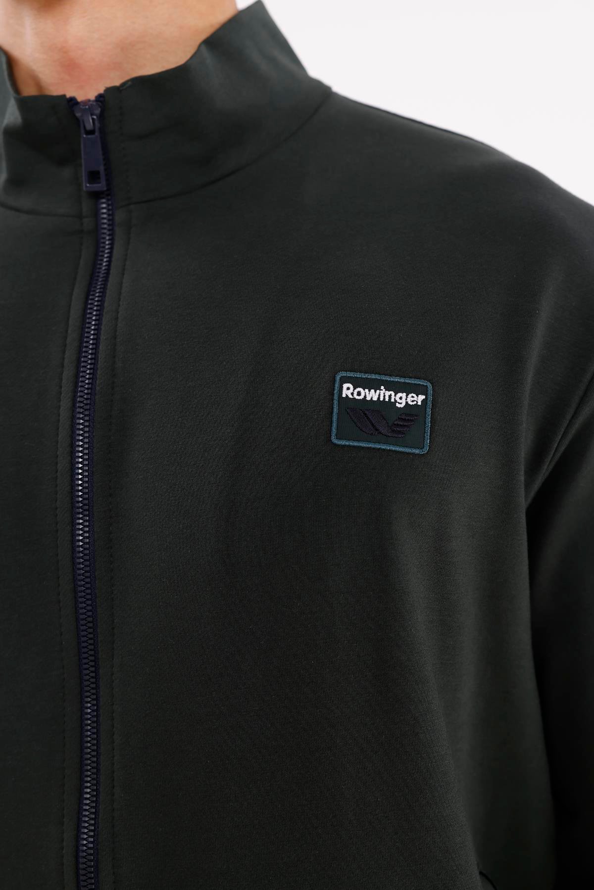 Cepli Dik Yaka Tam Fermuarlı Göğüs Arma Detaylı Rahat Kalıp Mevsimlik Sweatshirt