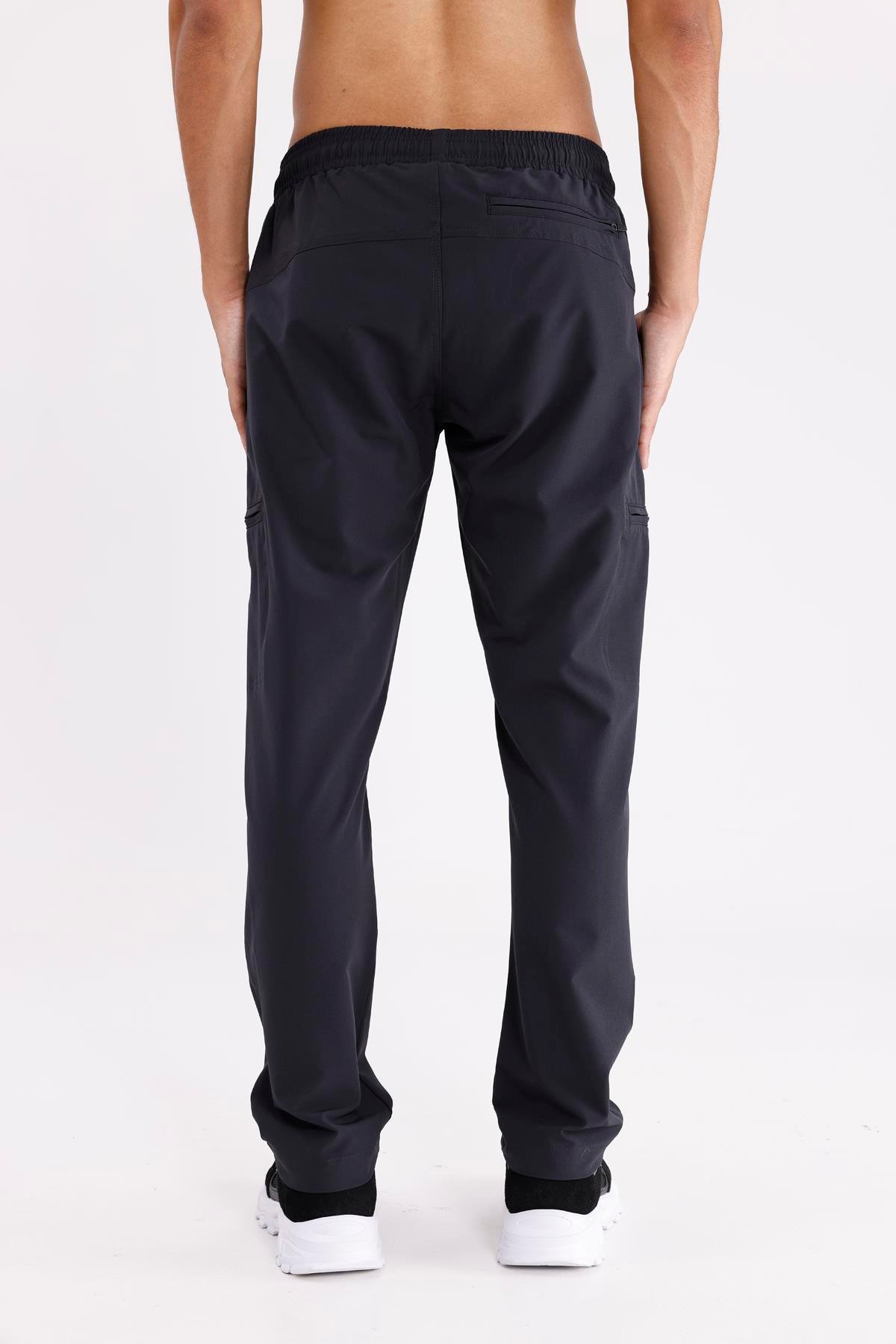 Fermuarlı Yan Cepli Baldır Fermuarlı Ek Cepli Esnek Bel Düz Paça Rahat Kalıp Spor Eşofman Altı