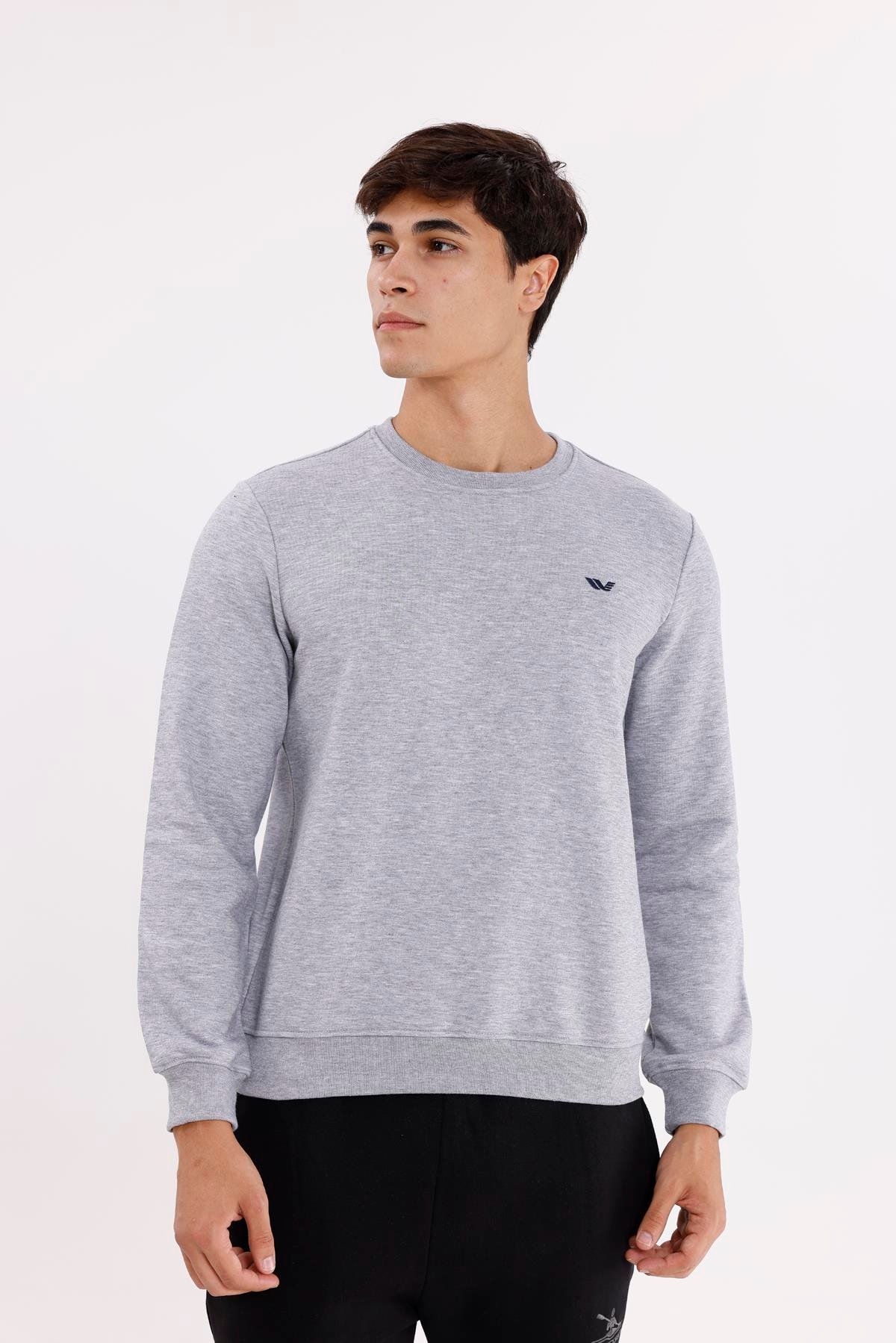 Göğüs Logolu Bisiklet Yaka Rahat Kalıp Mevsimlik Sweatshirt