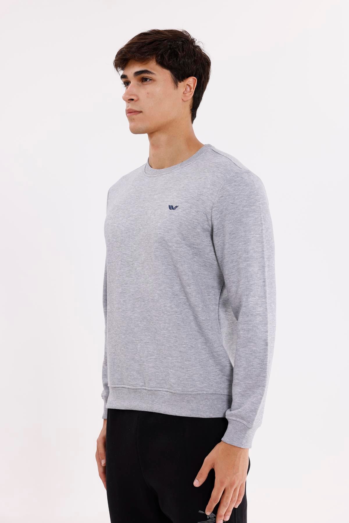 Göğüs Logolu Bisiklet Yaka Rahat Kalıp Mevsimlik Sweatshirt