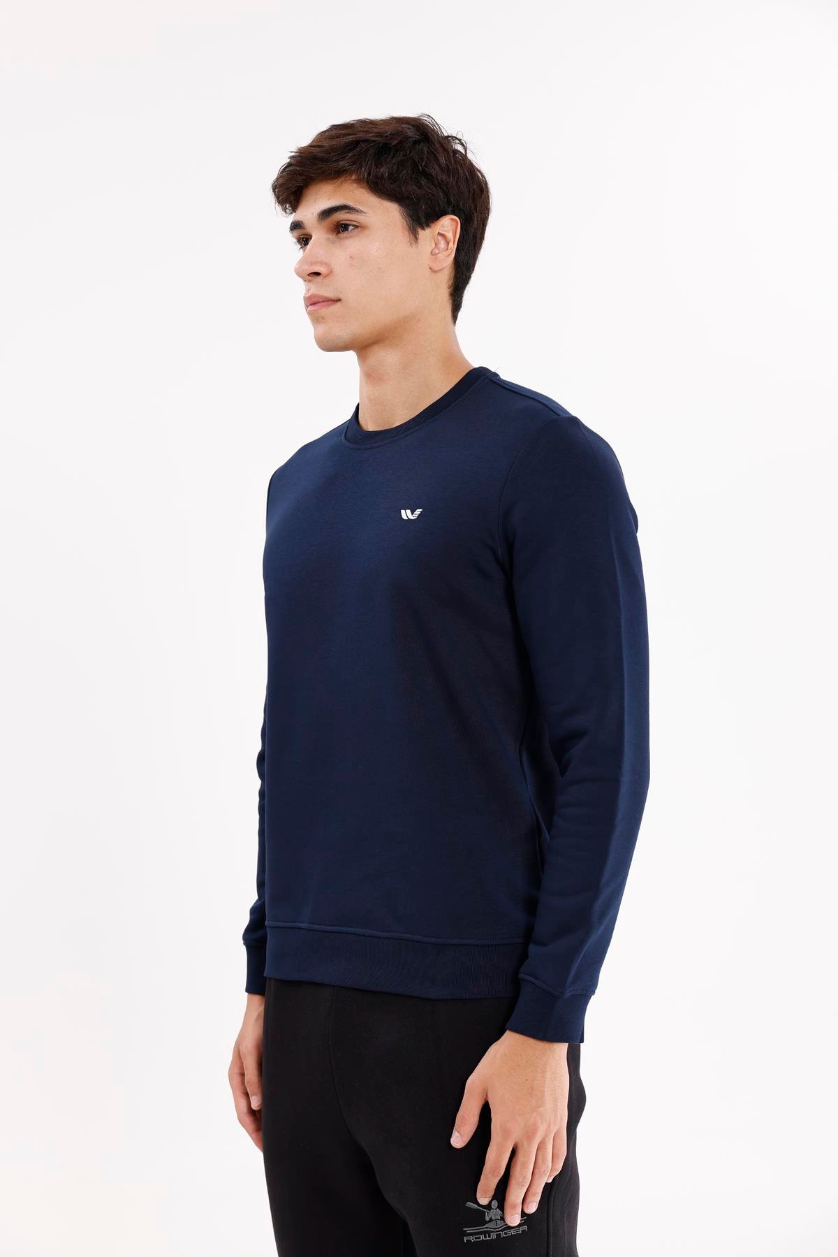 Göğüs Logolu Bisiklet Yaka Rahat Kalıp Mevsimlik Sweatshirt