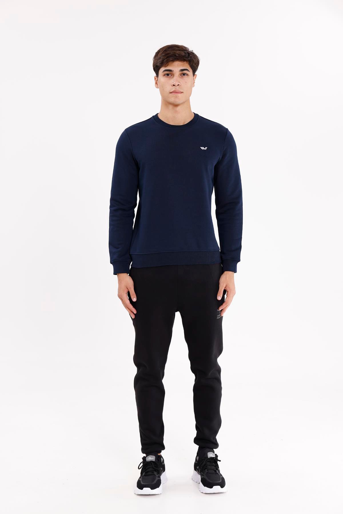 Göğüs Logolu Bisiklet Yaka Rahat Kalıp Mevsimlik Sweatshirt