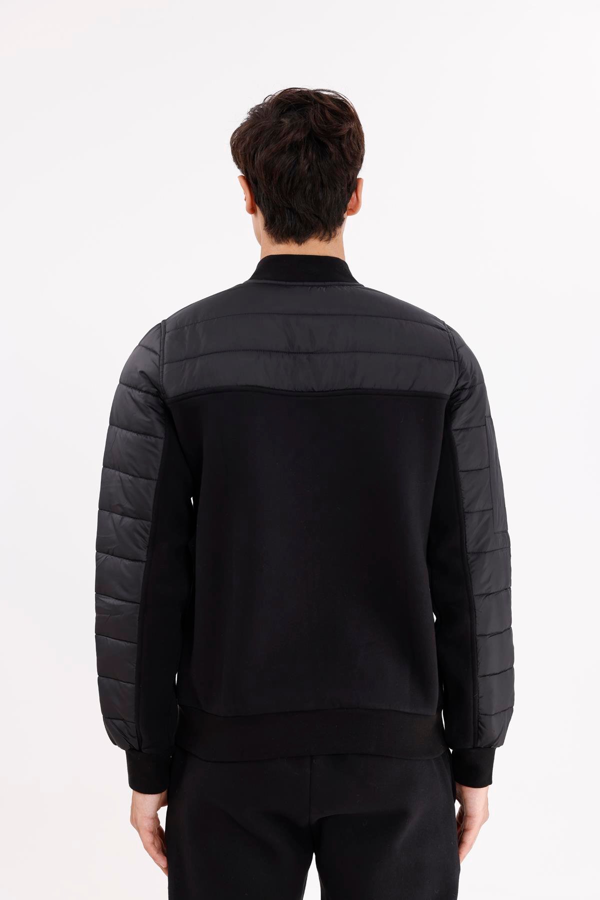 Kapitone Ön Panel Detaylı Polo Yakalı Cepli Rahat Kalıp Uzun Kollu Sweatshirt