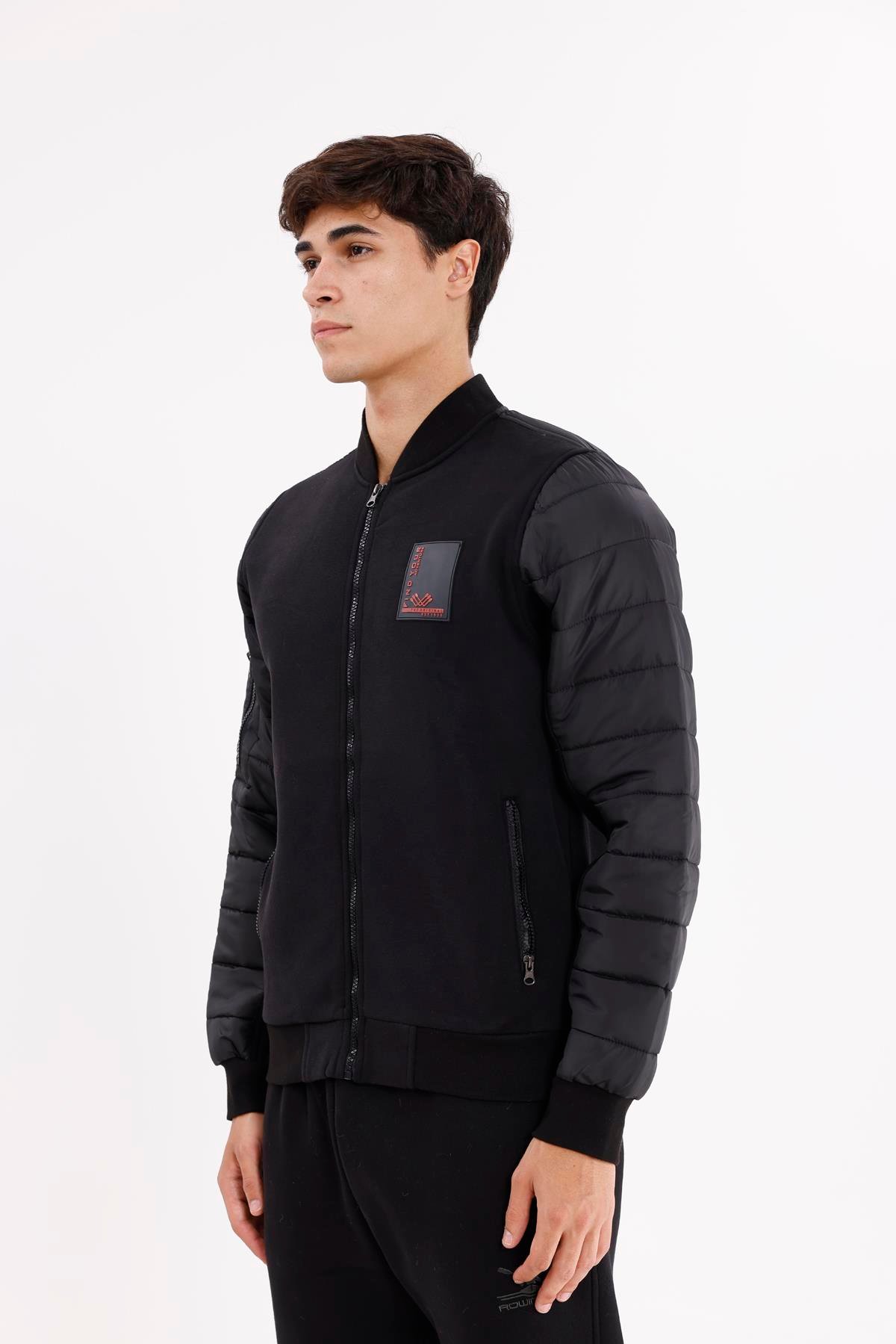 Kapitone Ön Panel Detaylı Polo Yakalı Cepli Rahat Kalıp Uzun Kollu Sweatshirt