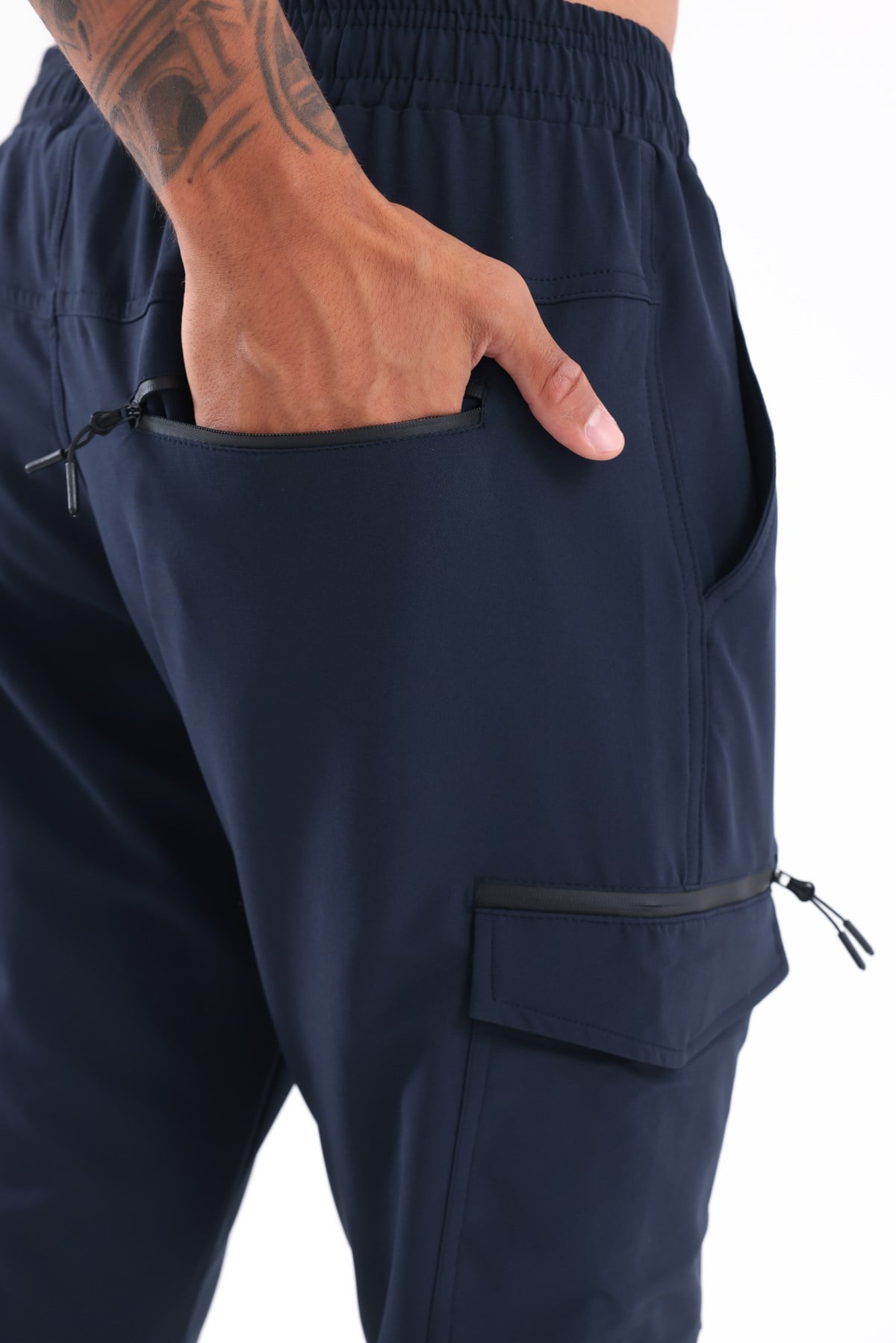 Kargo Cepli Fonksiyonel Fermuarlı Lastikli Paça Erkek Jogger Eşofman Altı