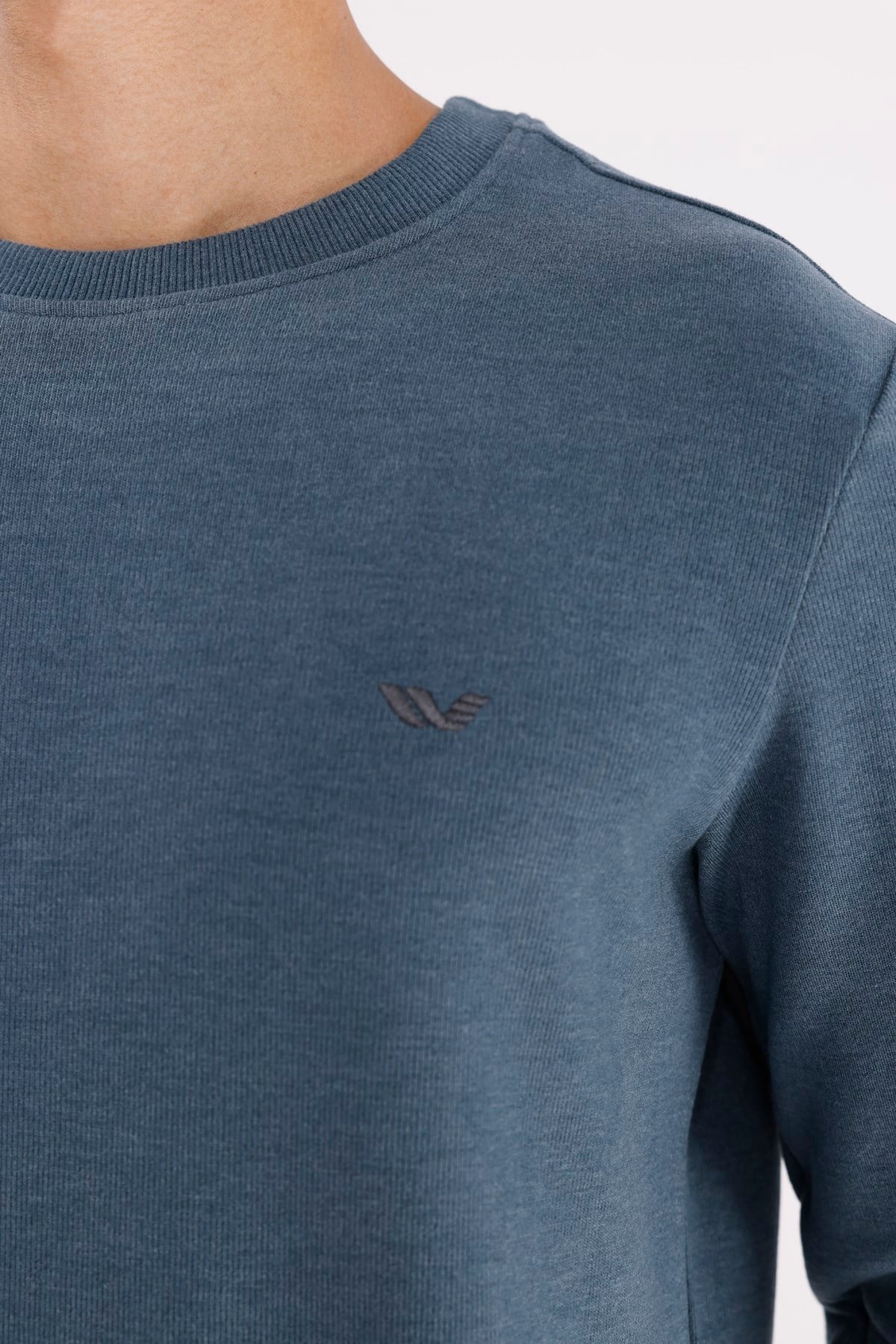 Kol Şerit Detaylı Yuvarlak Yaka Göğüs Logolu Rahat Kalıp Mevsimlik Sweatshirt