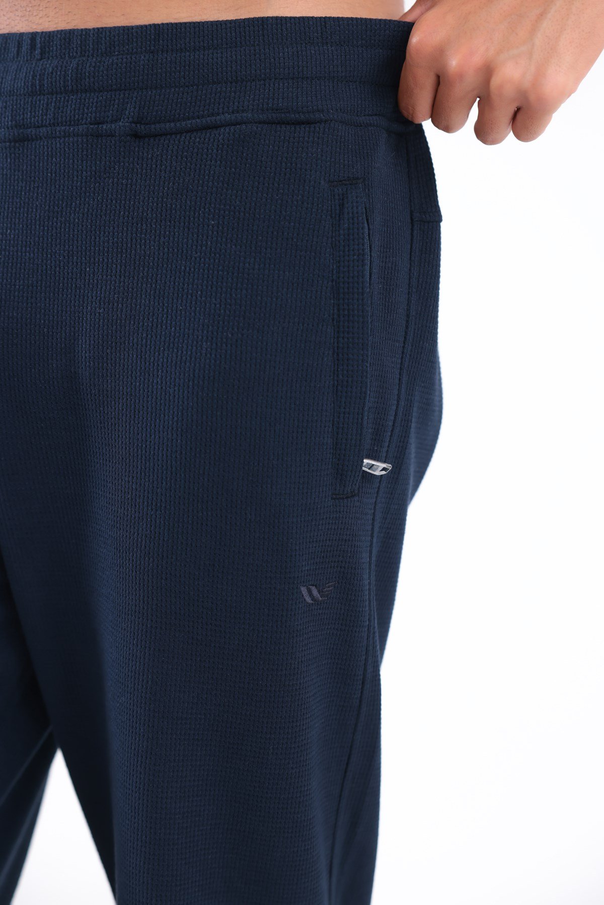 Merserize Dokulu Cepli Düz Paça Erkek Eşofman Altı