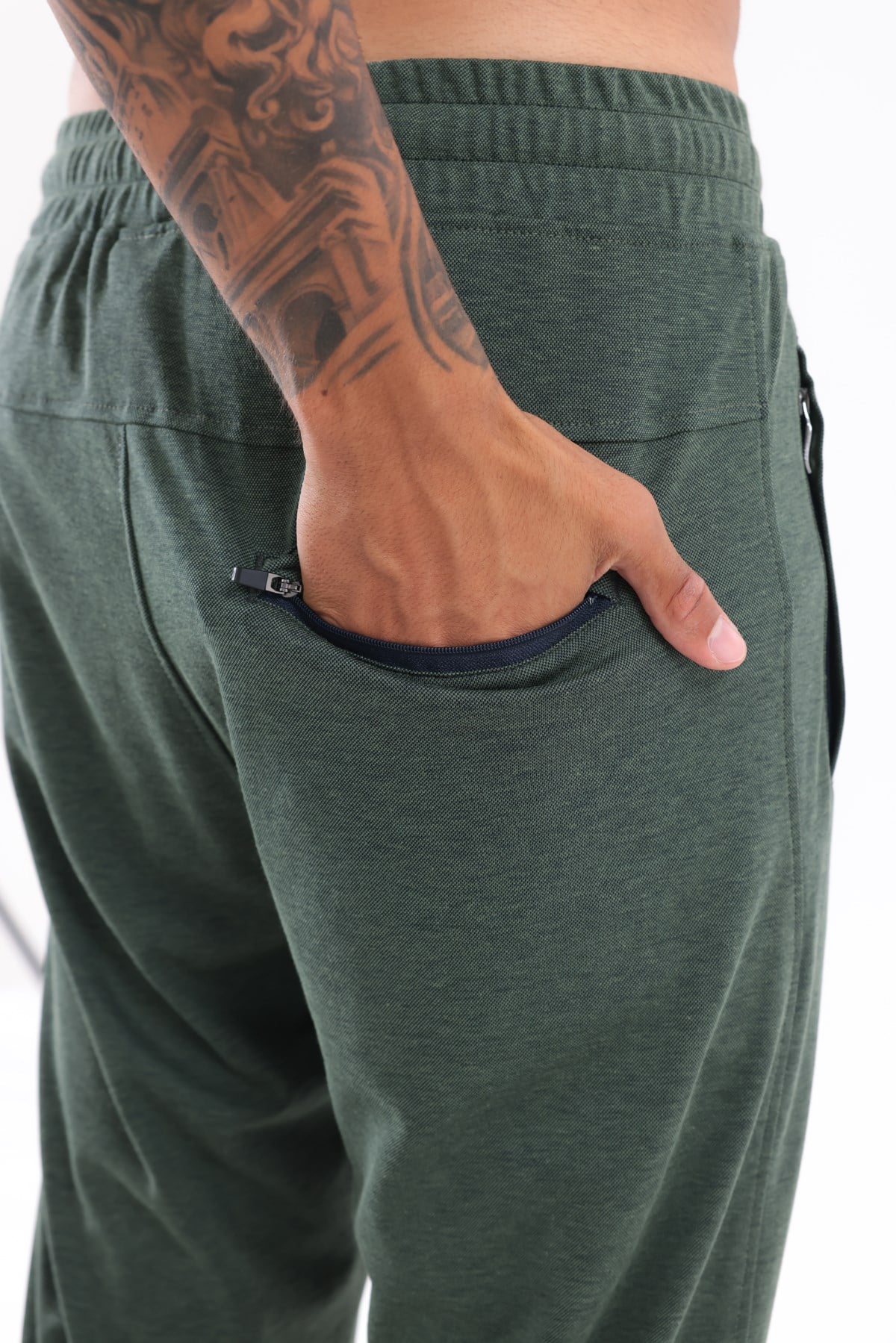Merserize Premium Dokulu Fermuarlı Cepli Düz Paça Erkek Spor Pantolon Eşofman Altı