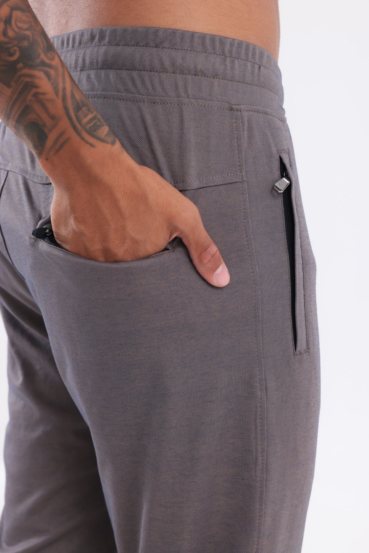 Merserize Premium Dokulu Fermuarlı Cepli Düz Paça Erkek Spor Pantolon Eşofman Altı
