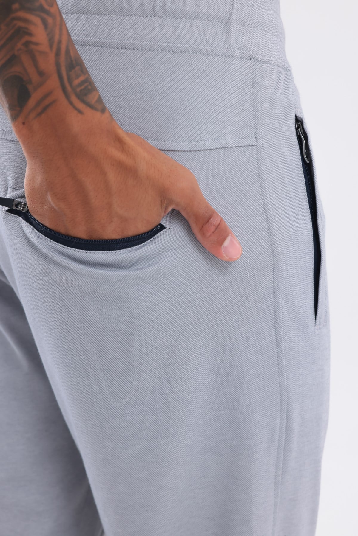 Merserize Premium Dokulu Fermuarlı Cepli Düz Paça Erkek Spor Pantolon Eşofman Altı