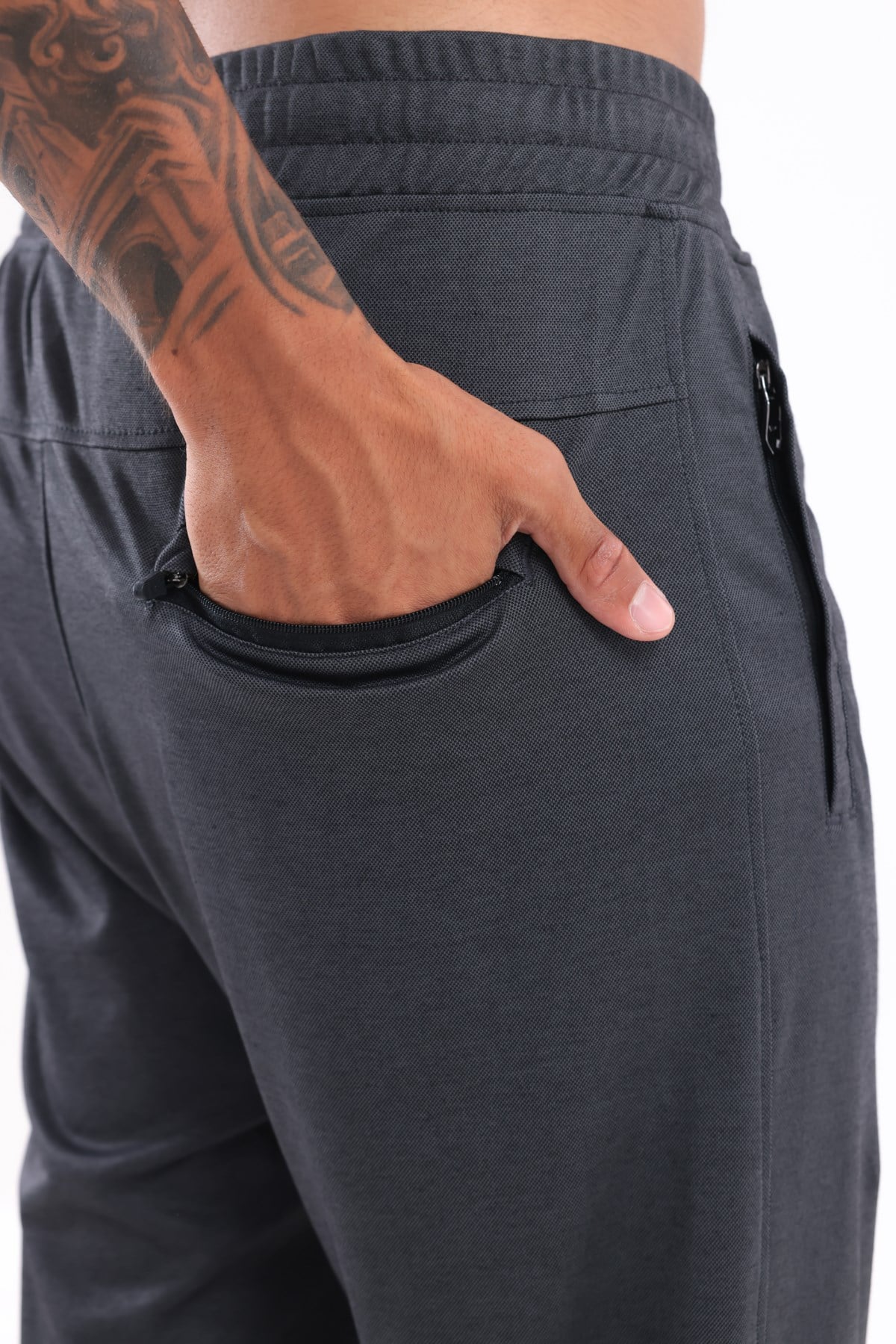 Merserize Premium Dokulu Fermuarlı Cepli Düz Paça Erkek Spor Pantolon Eşofman Altı