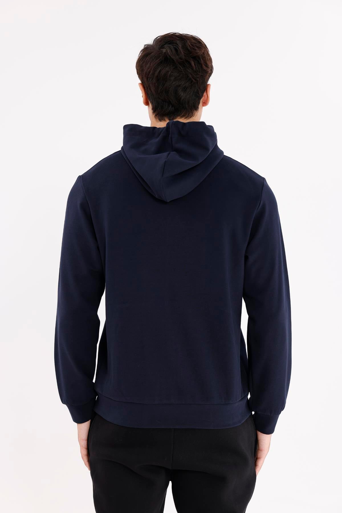Metal Uçlu Kordonlu Tam Fermuarlı Bölmeli Ön Cepli Küçük Nakış Logolu Rahat Kalıp Mevsimlik Kapüşonlu Sweatshirt