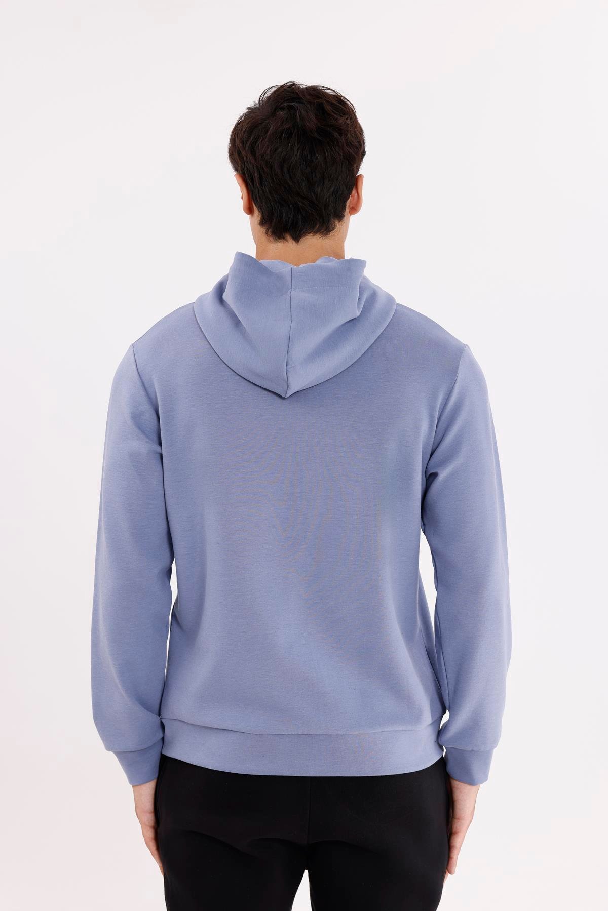 Metal Uçlu Kordonlu Tam Fermuarlı Bölmeli Ön Cepli Küçük Nakış Logolu Rahat Kalıp Mevsimlik Kapüşonlu Sweatshirt
