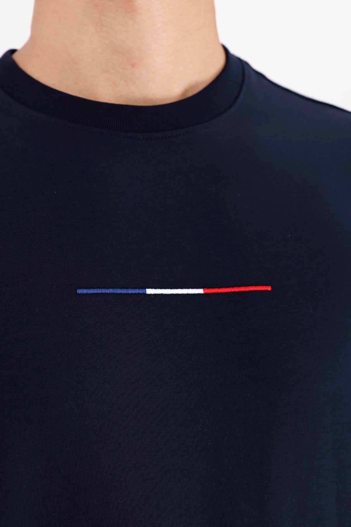 Minimal Göğüs İşlemeli Rahat Kalıp Esnek Manşetli Mevsimlik Bisiklet Yaka Sweatshirt